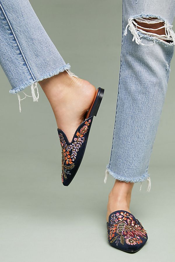 Embroidered Springtime Slides