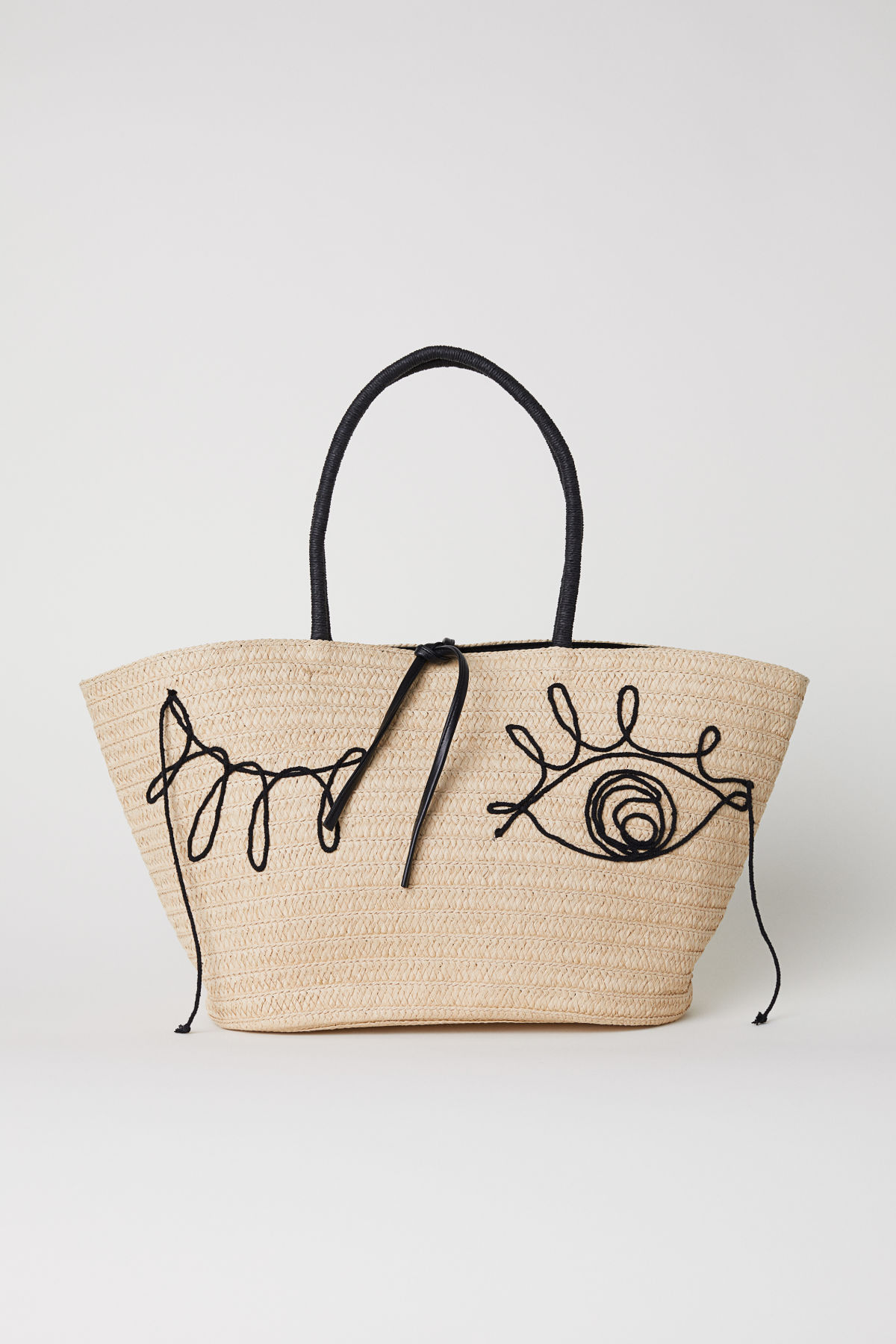 Straw Bag with Poms