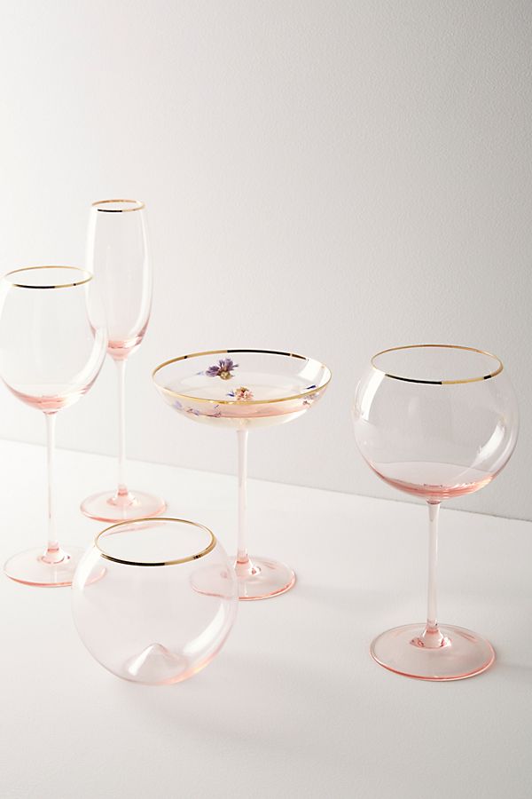 Gilded Rim Wine Glasses
