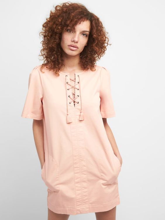 Lace-Up Shift Dress