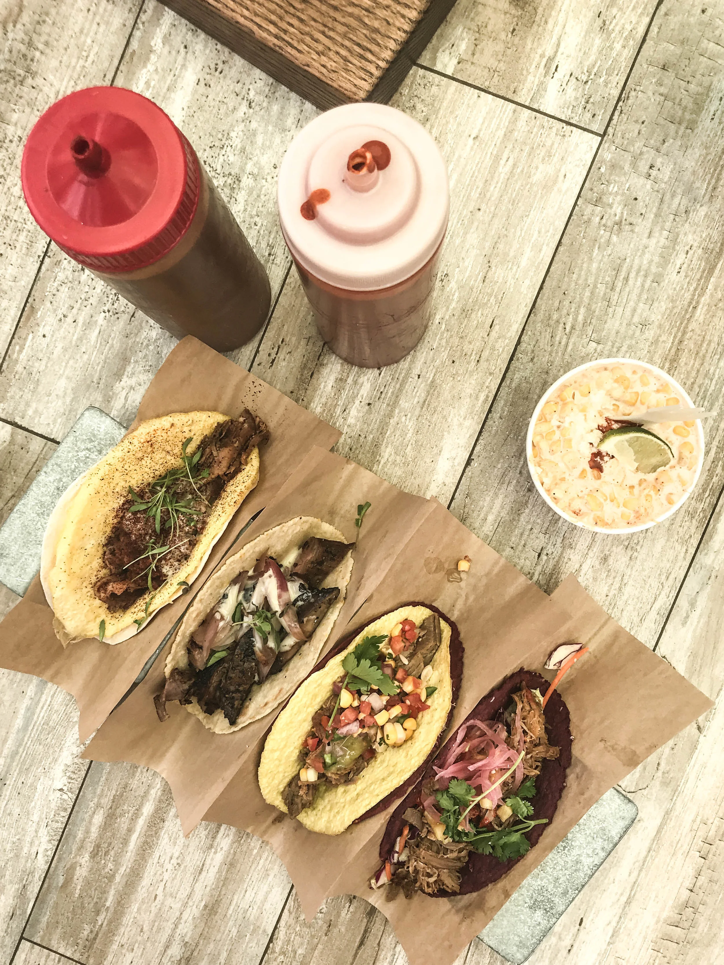 #20, #11, #21, and #8, from top-left to bottom-right. Plus the Elote Corn.