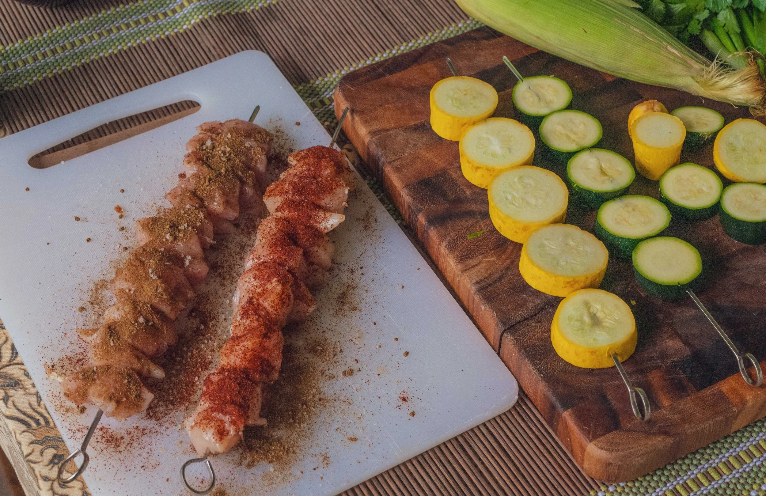  Flat metal skewers are great for keeping the kebabs flat and thus easier to flip on the grill.  