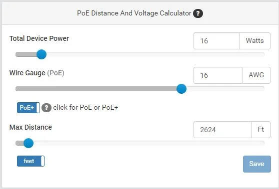 Altronix POE Distance &amp; Voltage Calculator