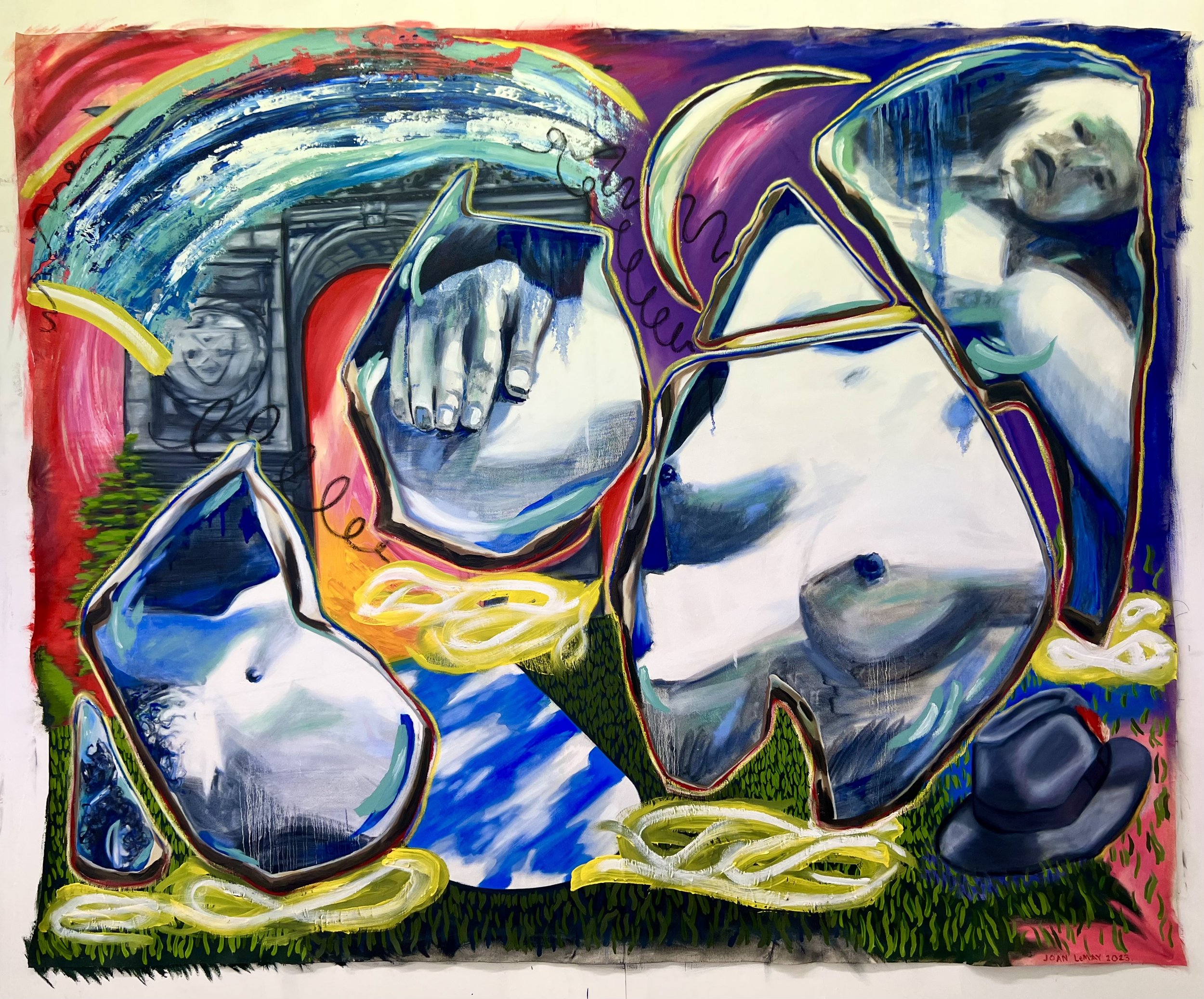 "Bildungsroman", oil on canvas, 8 ft x 6.5 ft, 2023.