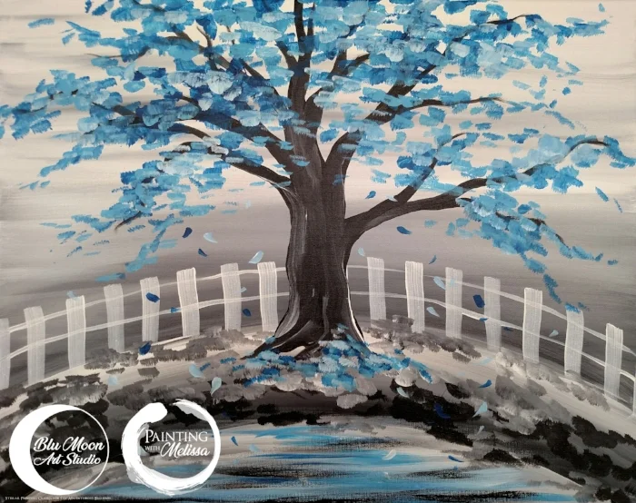 "The Color Tree" Bright Blue Tree Painting