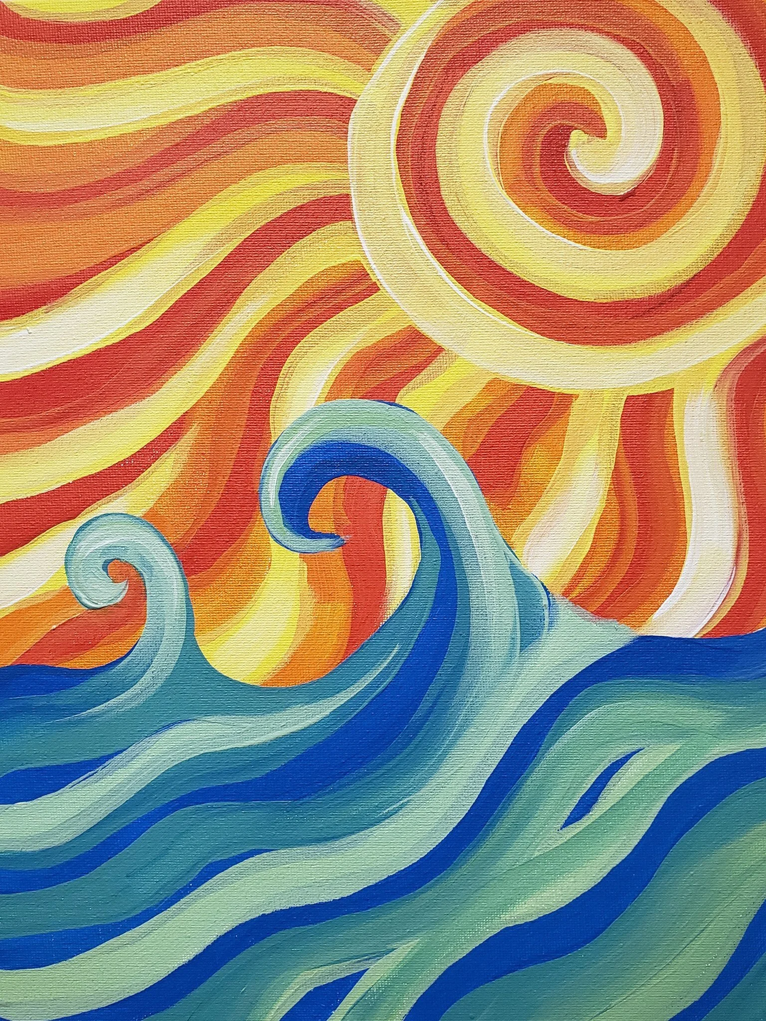 Virtual Painting Class - Kids - Sun and Waves