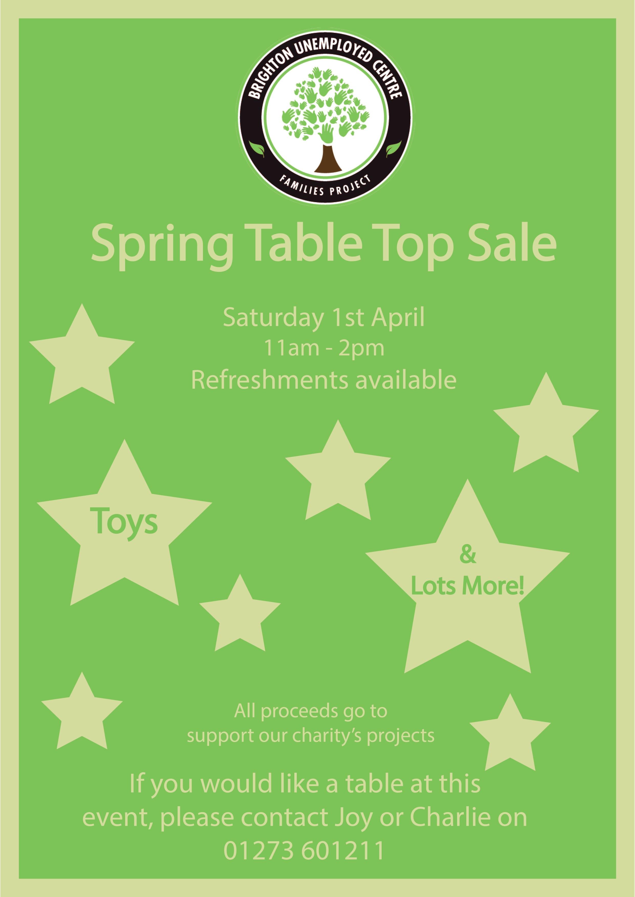 Spring Table Top Sale Sat 1st April, 11am. — BUCFP