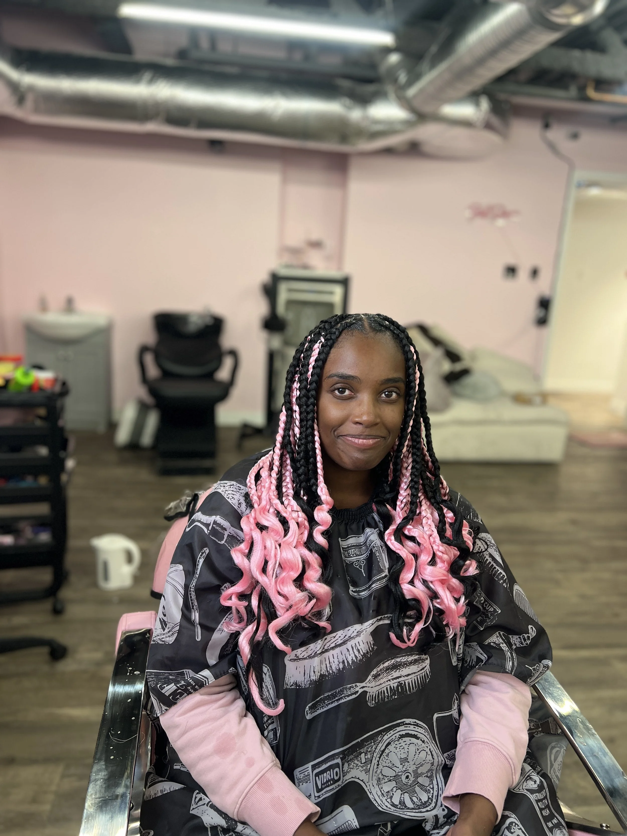 Interior of Neena’s Pinkroom, a stylish pink-themed beauty studio designed to promote confidence, relaxation, and self-care in Calgary.