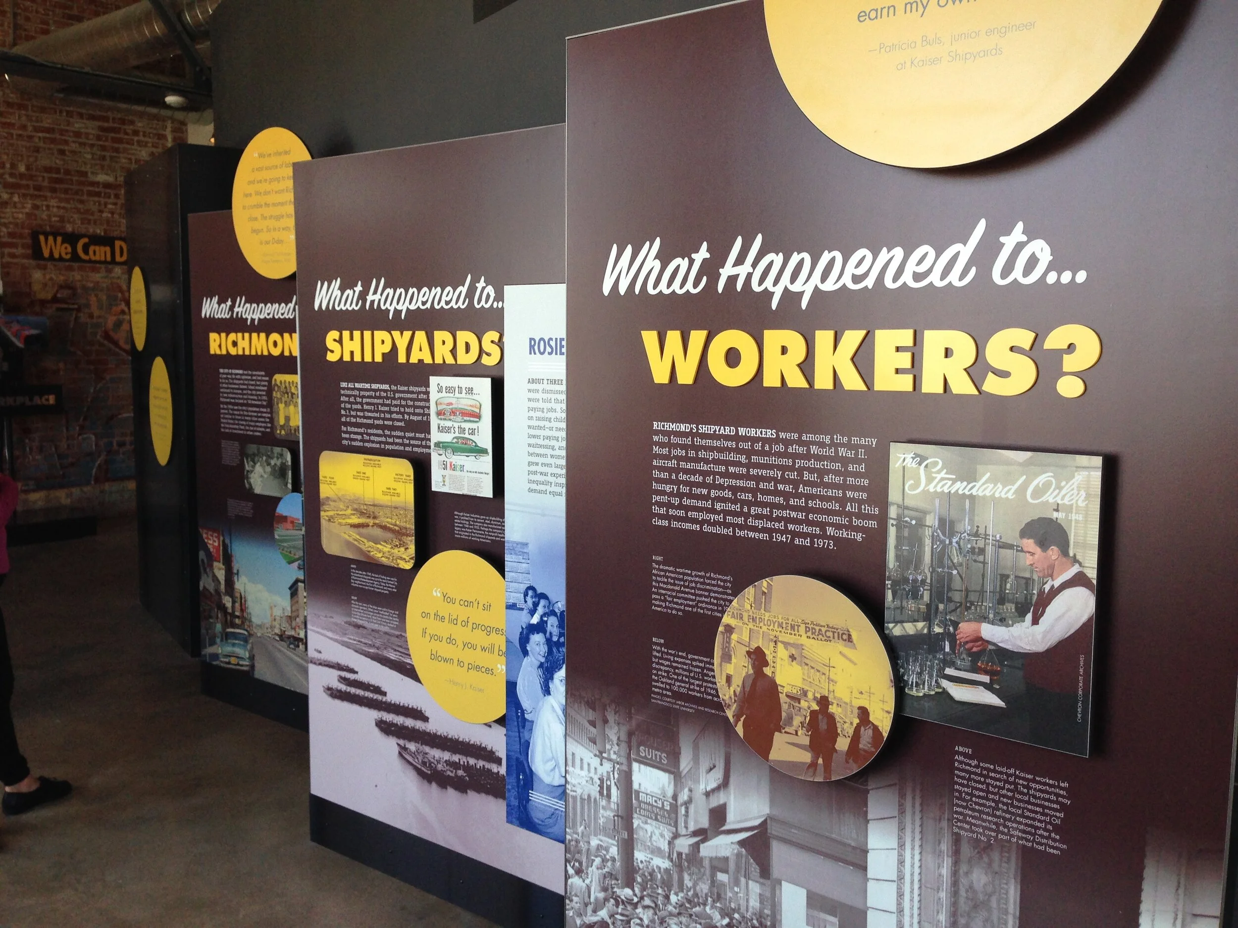  A portion of the Visitor Center exhibits pointing to long-term changes wrought by WWII. Photo: Donna Graves 