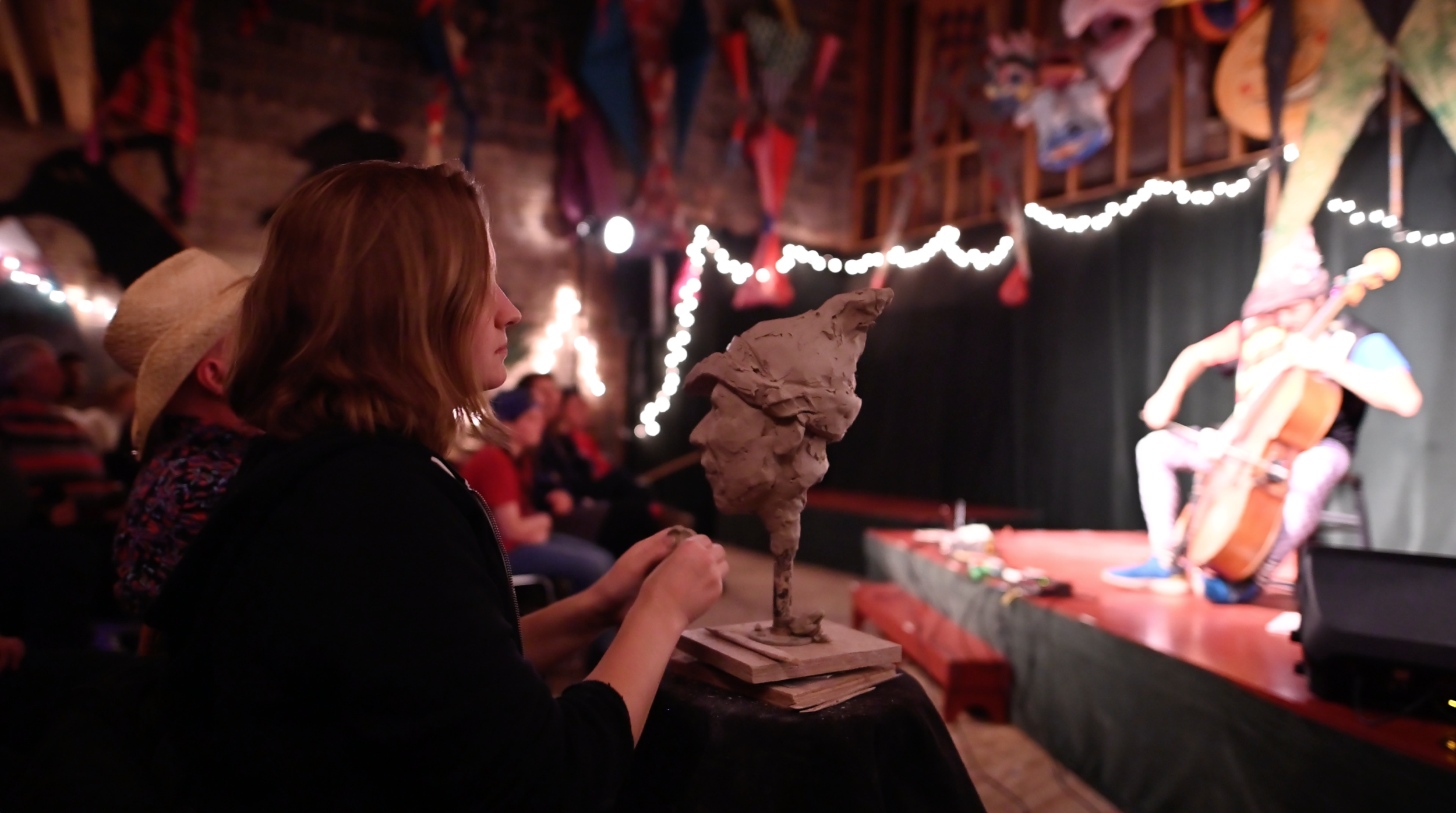 Sculpting at Black Cherry Puppet Theater