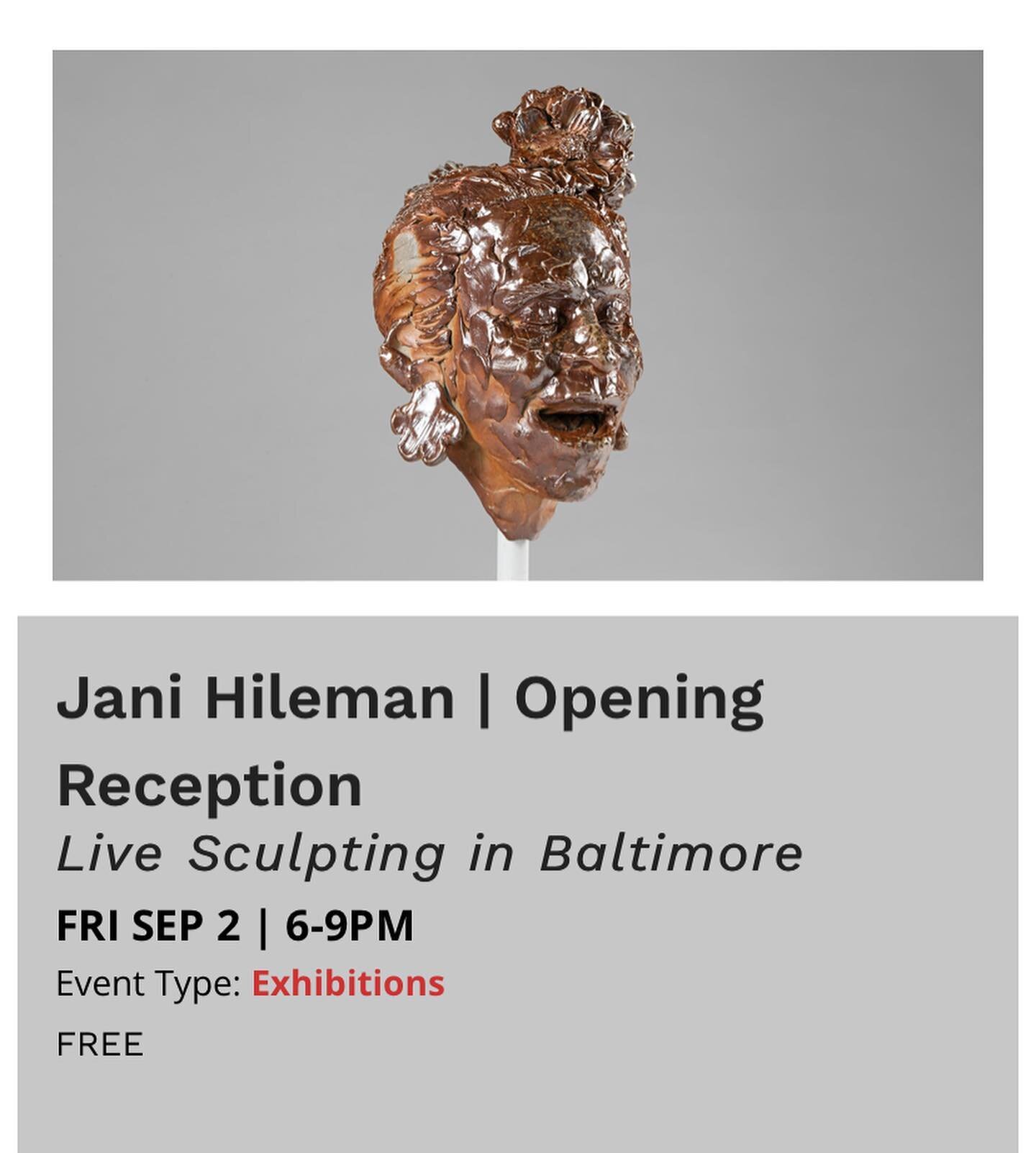 Hi all! My solo show Live Sculpting in Baltimore opens tomorrow night at Creative Alliance! I will be showing over 80 works from my live sculpting series. It opens at 6 and is free to the public, come on through! 
Link in Bio!