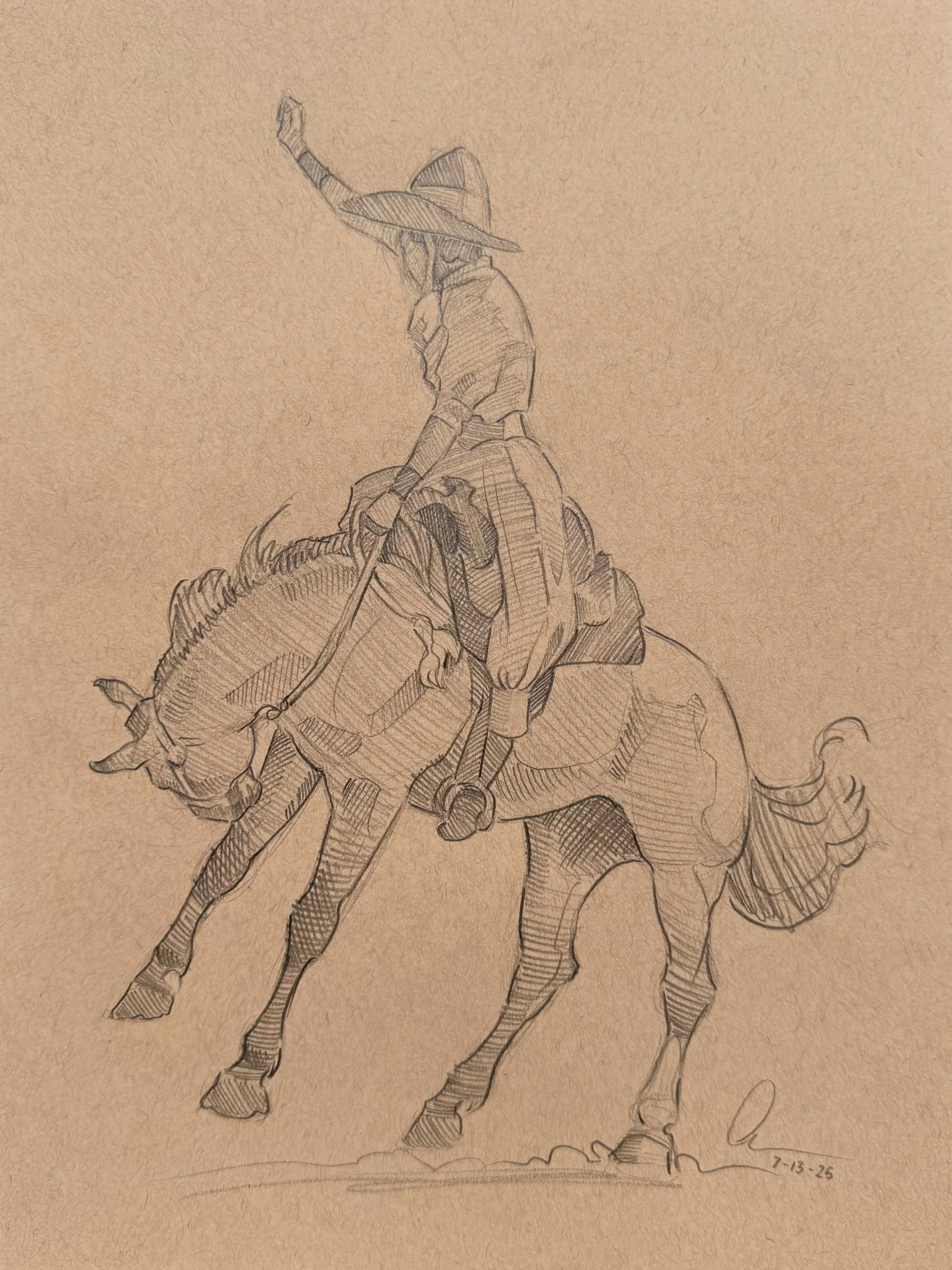 This bronc-busting cowgirl was a part of a small series I drew based on real vintage photographs! 🤠 What do you think, should I draw another batch of cowgirls like this?

This sketch has been sold to a private collector. If you would like to be the 