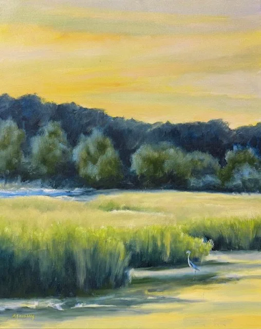 Marsh with heron Hunting
