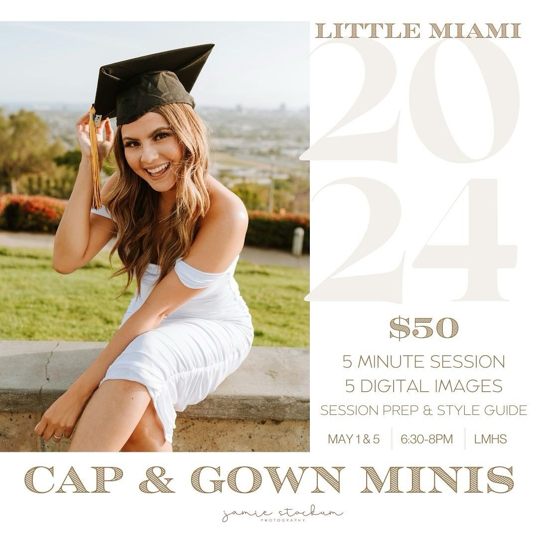 🎓 Little Miami Seniors don&rsquo;t forget to book your Cap &amp; Gown Minis happening this week! LINK IN BIO!!