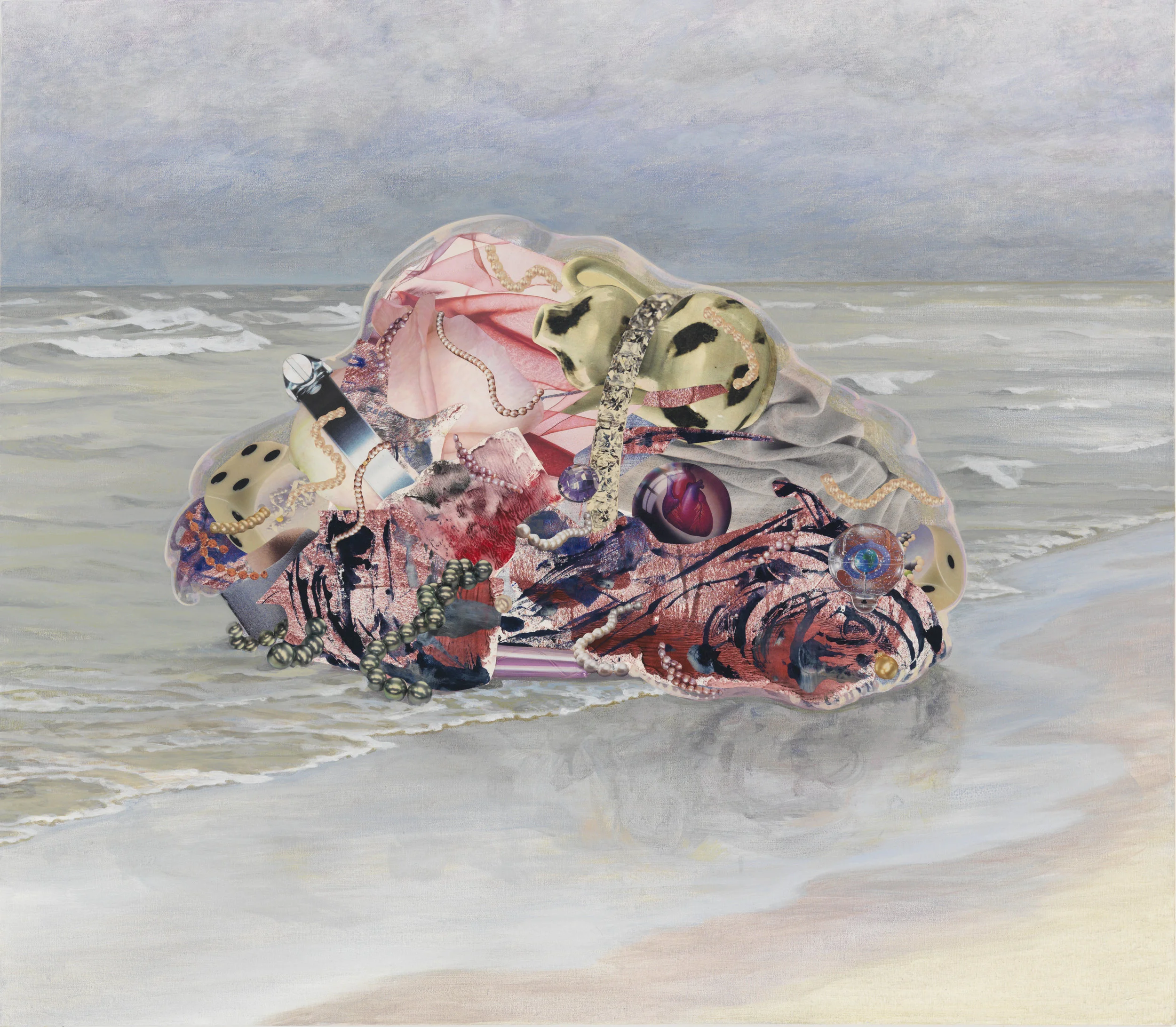 Mary Lou Zelazny, Pink Tide , Acrylic and collage on canvas, 35 x 40”, 2009
