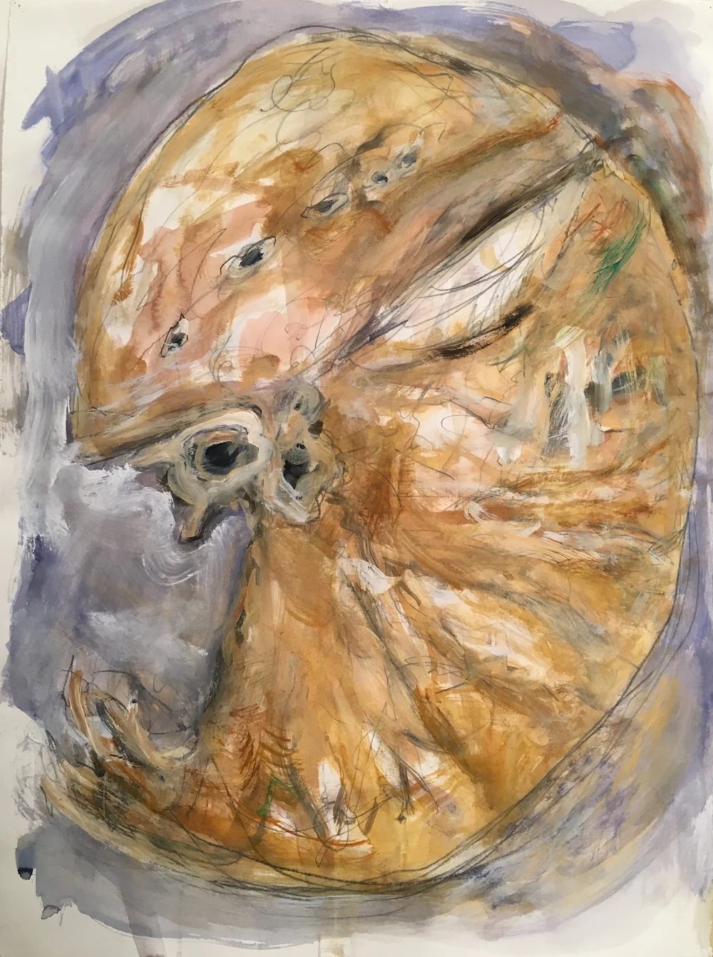  Michael K. Paxton,  Round Drawing , 26" x 20", graphite, watercolor, flashe on paper, 2018 