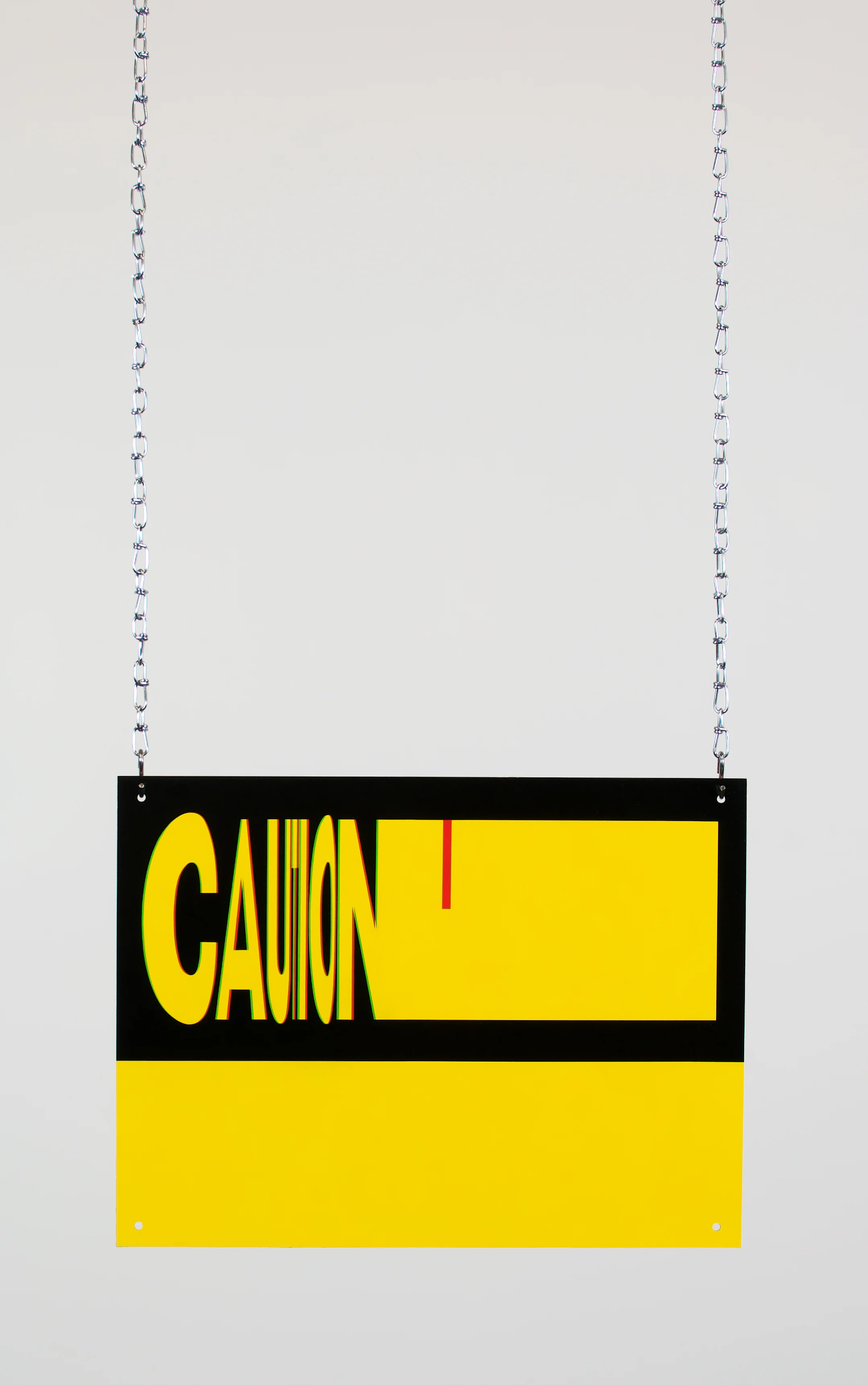 Anthony Adcock, Untitled (Caution) , 2018, Oil on copper, chains, 12 x 16”