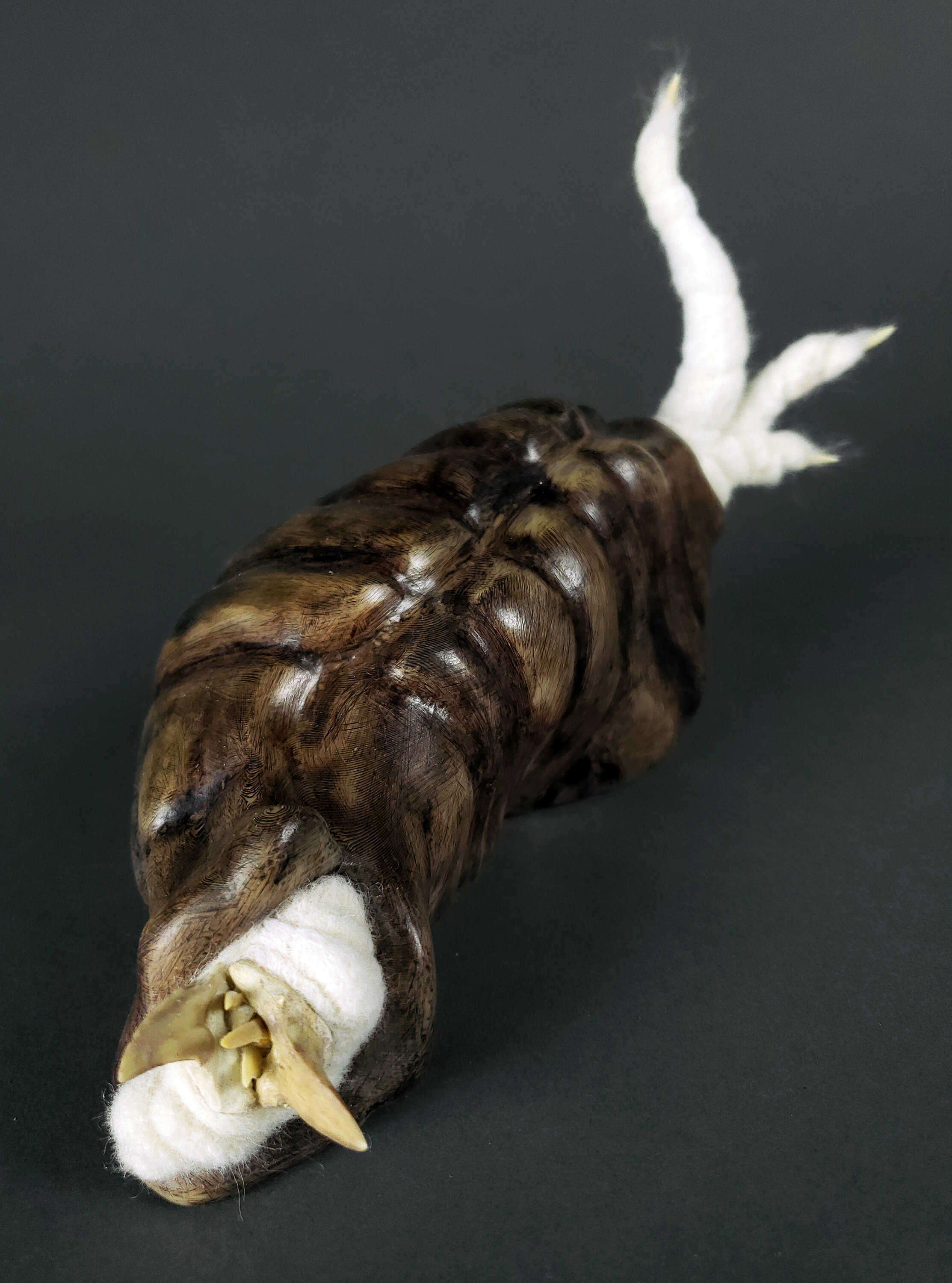 Activation 2019&nbsp;&nbsp;3-D Printed Plastic, shoe polish, felt, teeth6” x 9” x 4”