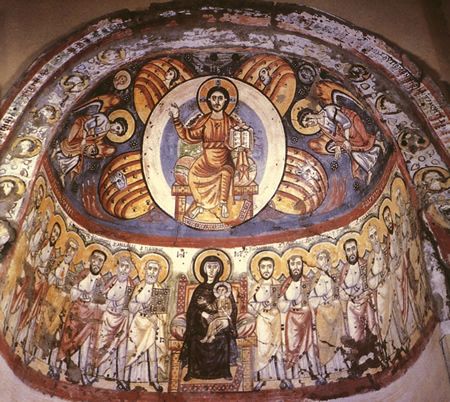 For reference, here is a 6th century apse from Bawit, now in the Coptic Museum, Cairo: