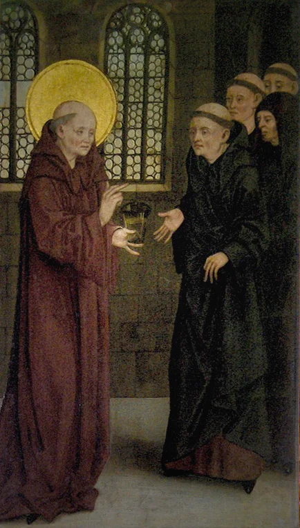 Benedict of Nursia with his smartphone singing from Universalis.com...