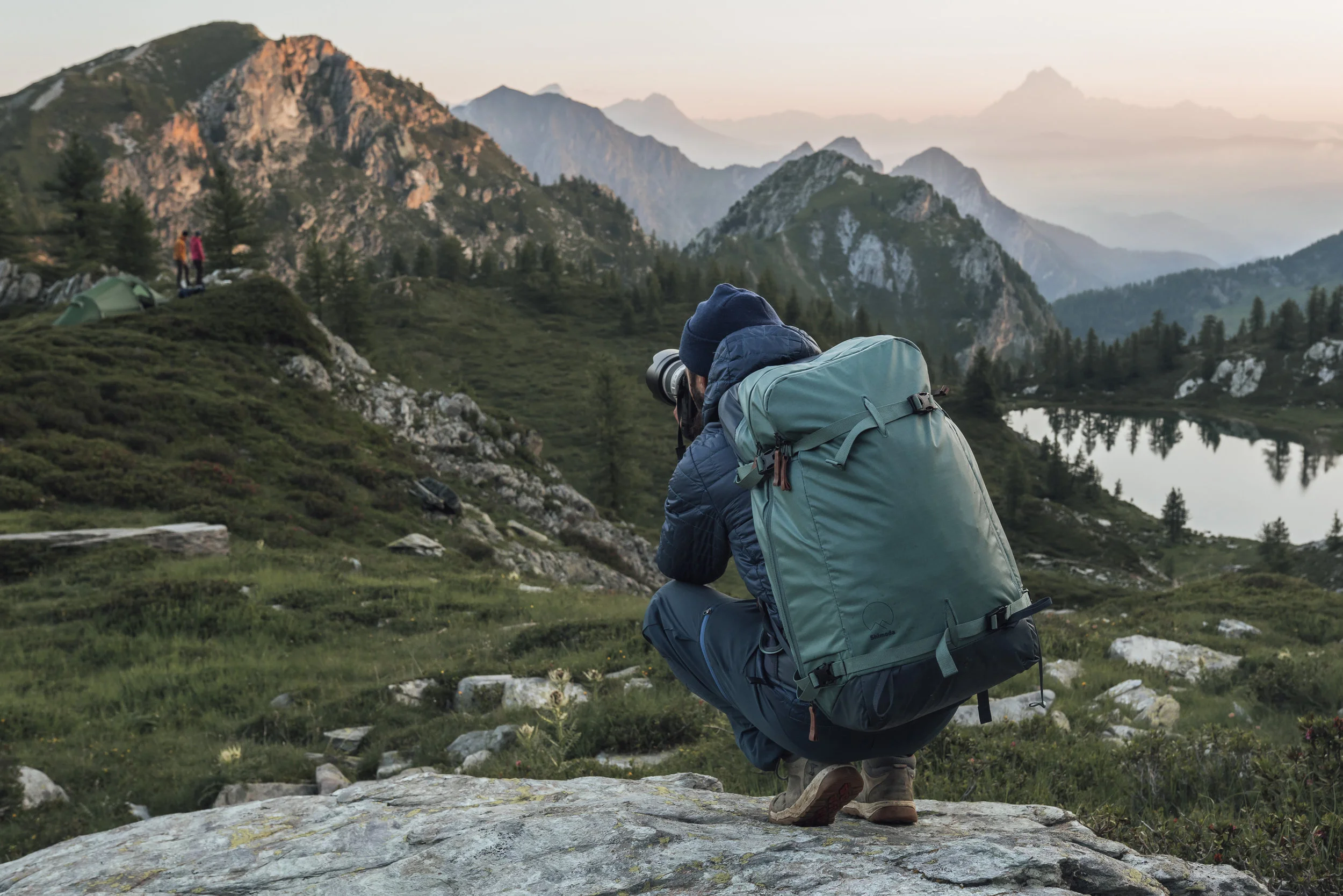 Hamburg, Germany local and Team Shimoda member Lars Schneider and his Explore 40, photograph a camping scene in Piemonte, Italy. Photo: Kevin Ellison