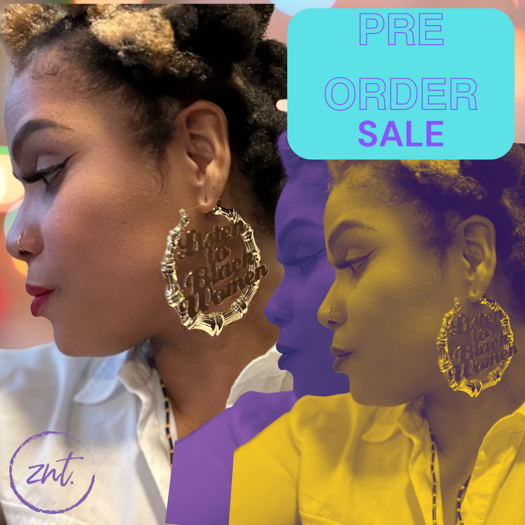 PreOrder Only: Listen to Black Women Bamboo Hoop  Earrings Gold Tone or Rose Gold