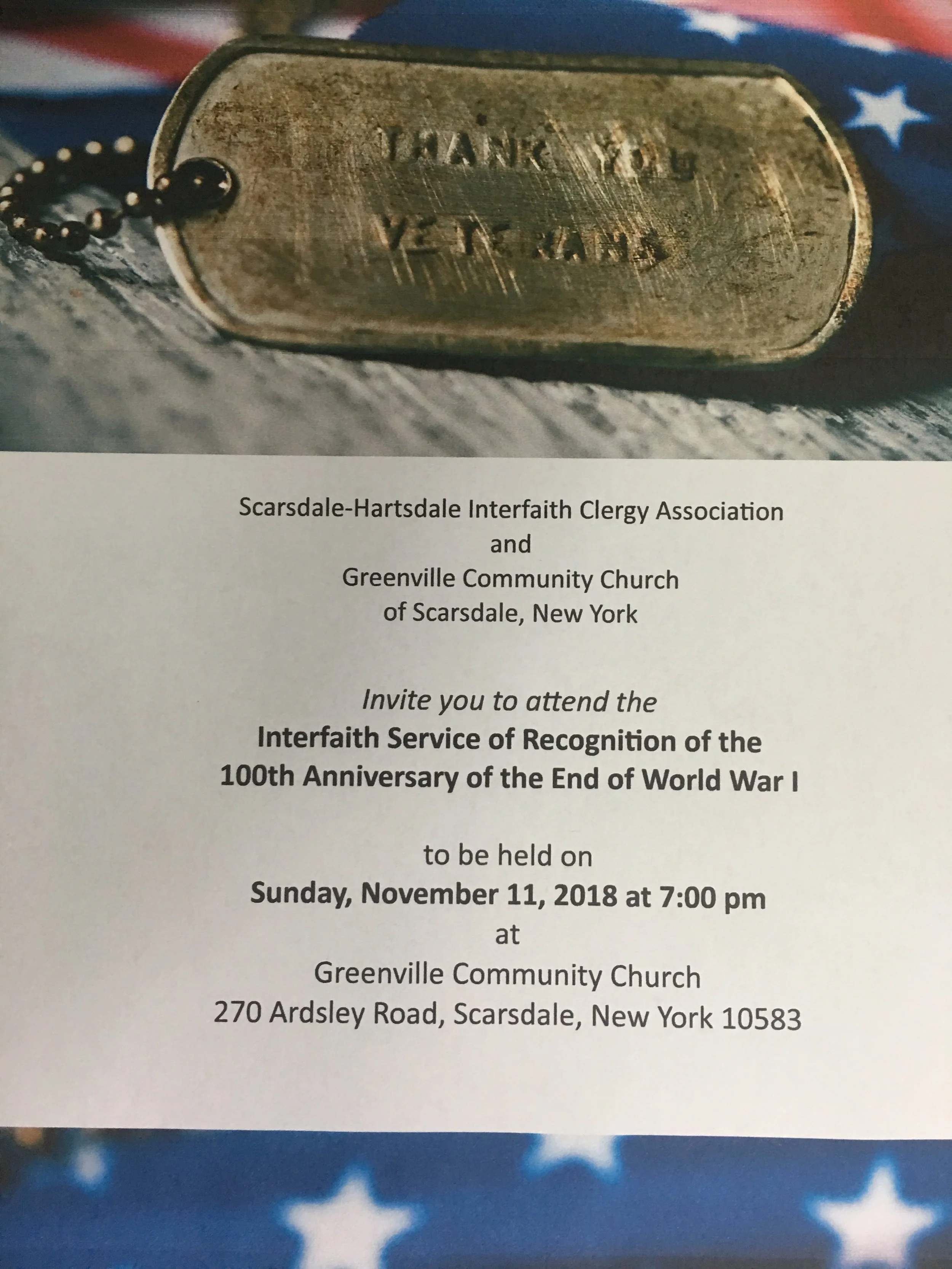 Veteran's Day, November 11  