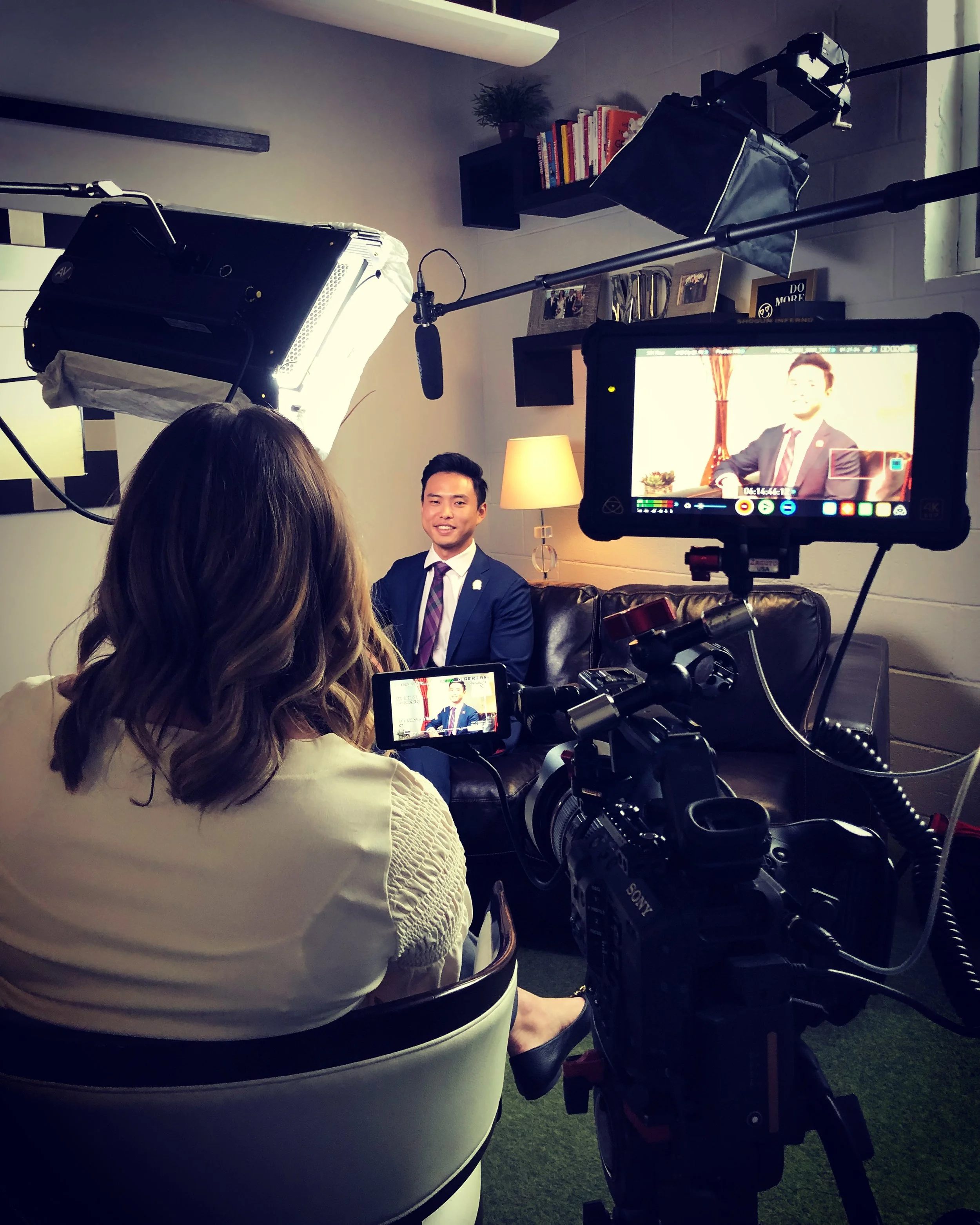 Tim Hur films a video about the topic of fair housing to be released soon
