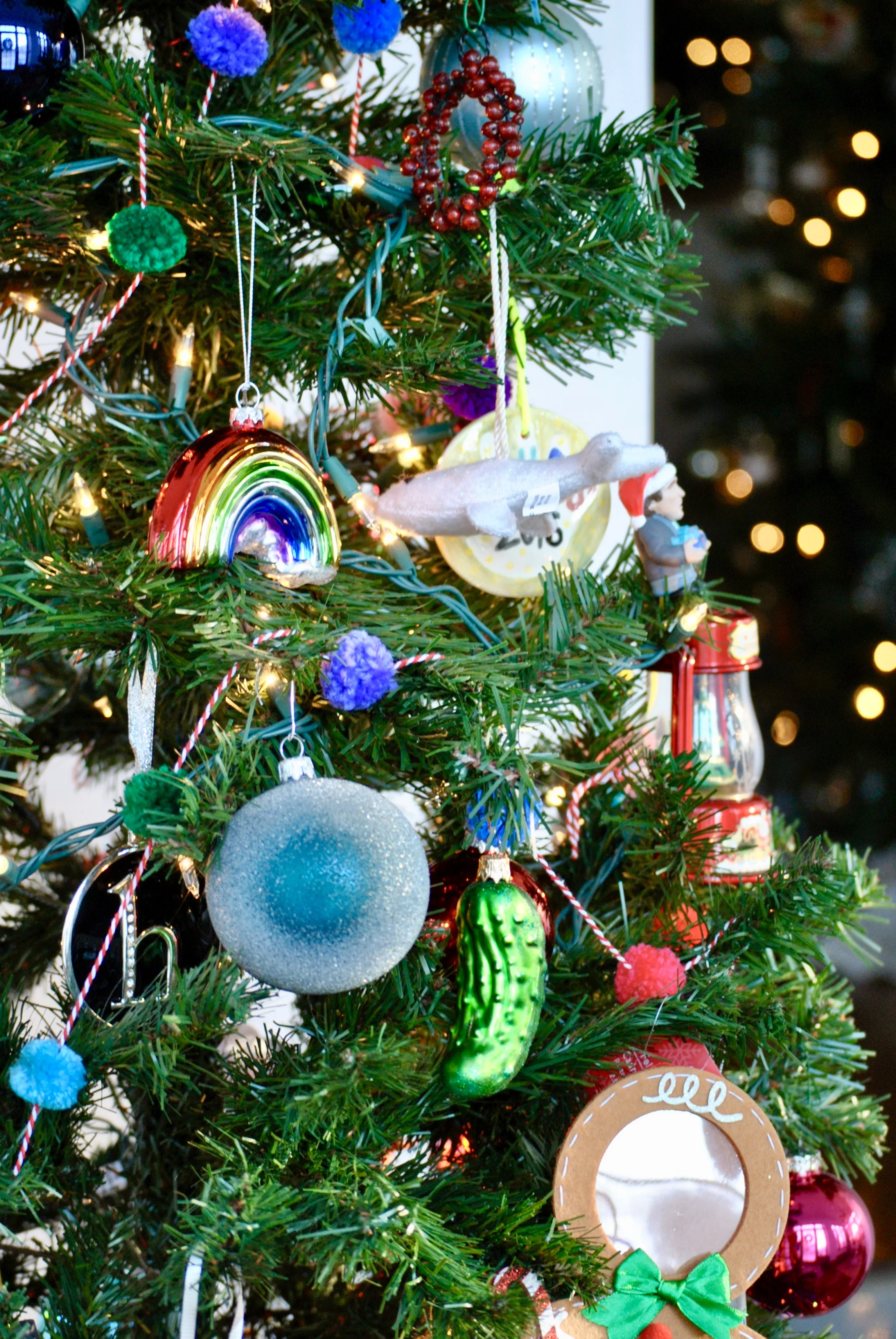 How to decorate a Fun Kids Christmas Tree with colorful ornaments | Sharp + Grey Interiors