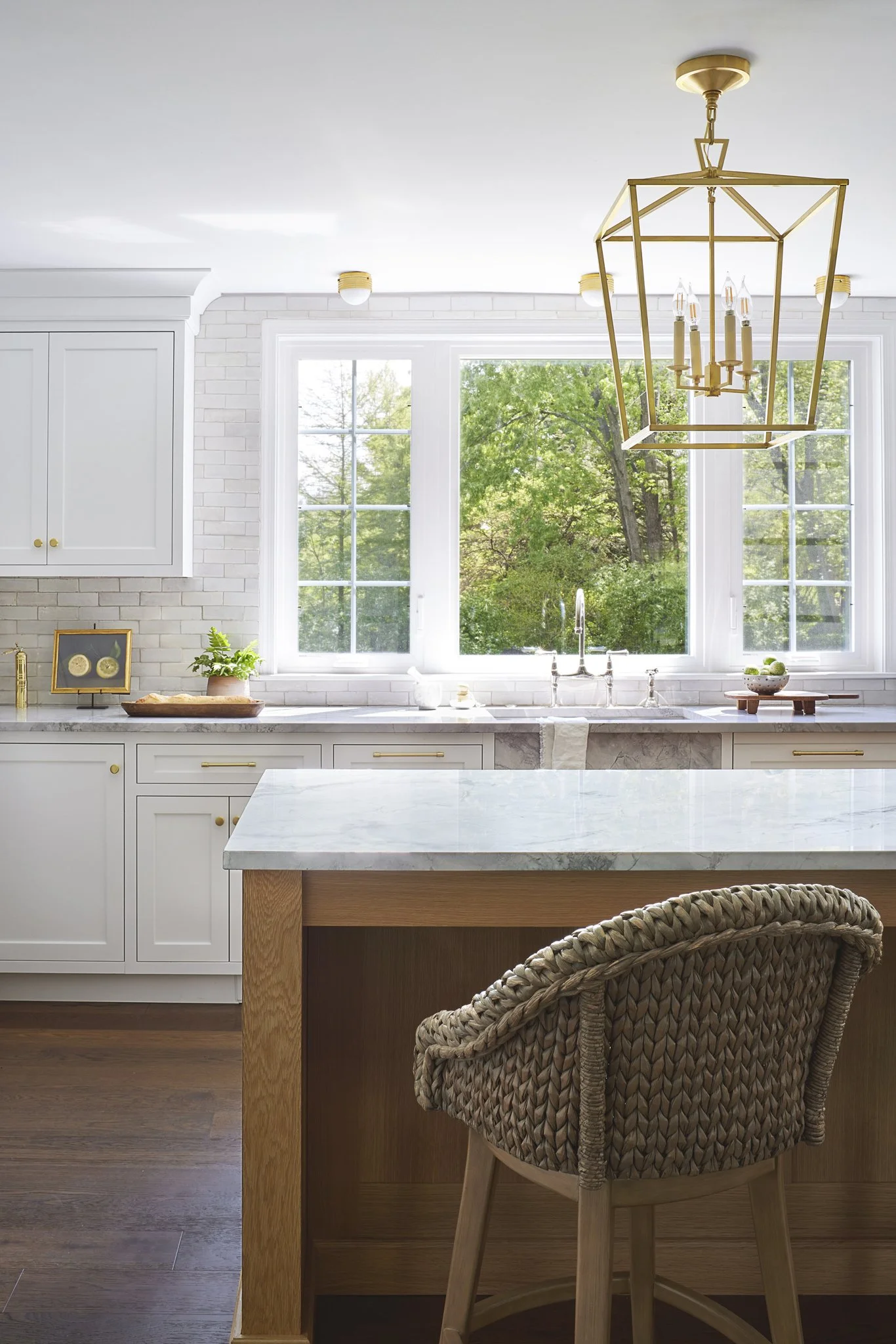 High end residential interior design in modern colonial kitchen in Philadelphia.