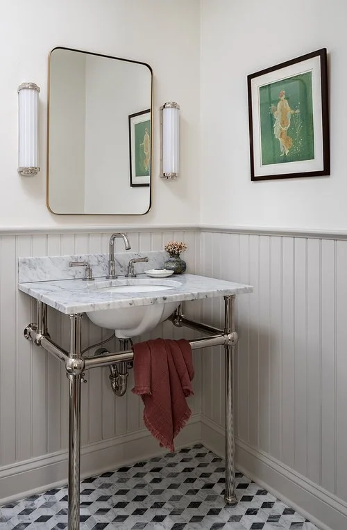 A kids bathroom vanity built in historic Philadelphia home.