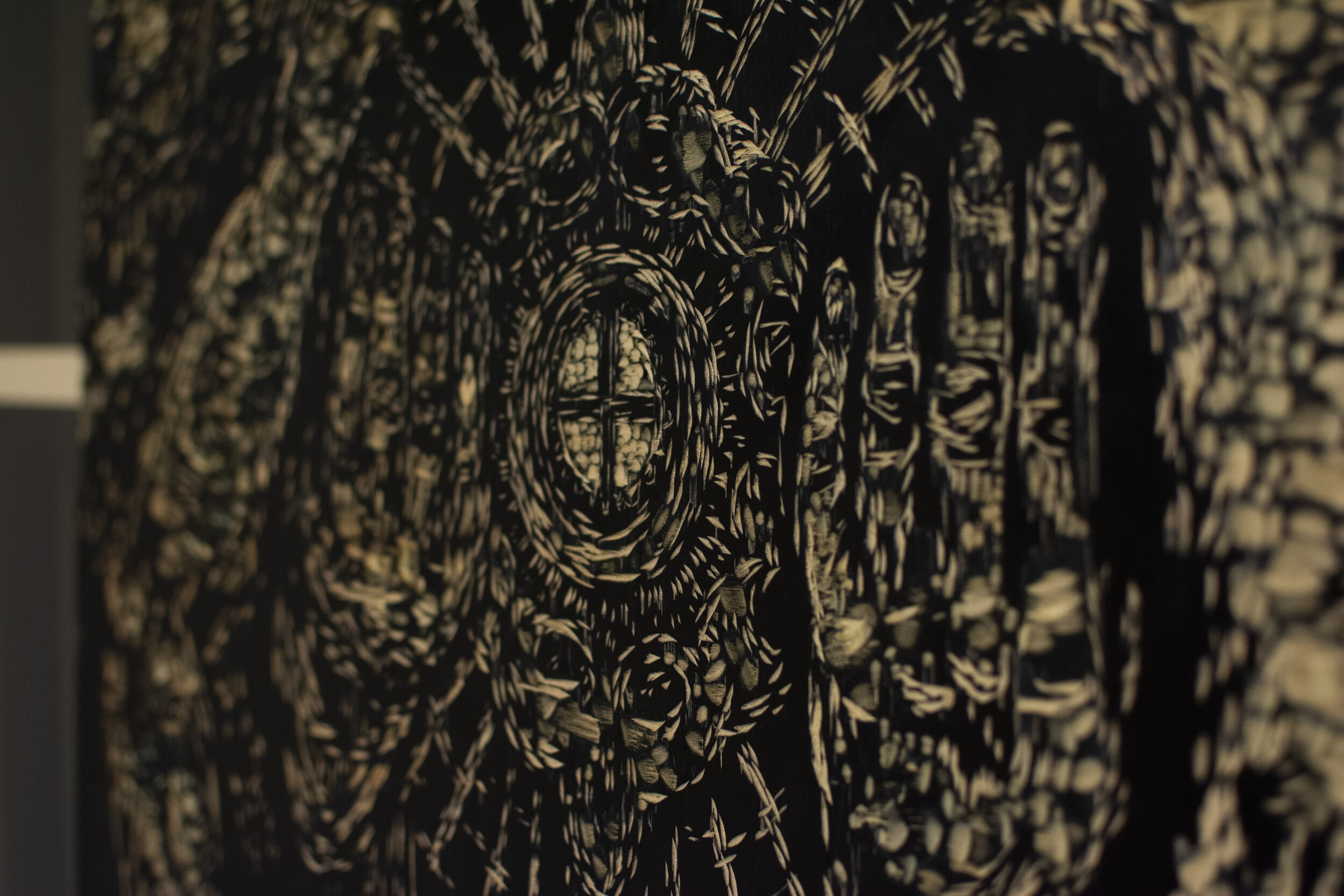 woodblock close-up, "Blessed Be Jesus in the Poorest of the Poor"