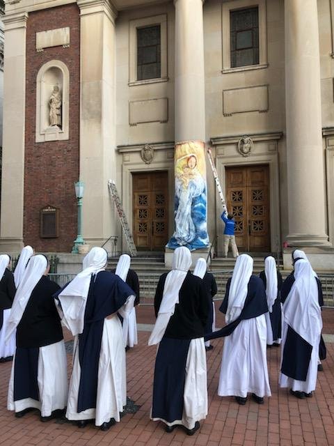  “Mary, Star of the Sea” collaborative mural with Sisters of Life, Visitation Center, downtown Manhattan  Fall 2020 