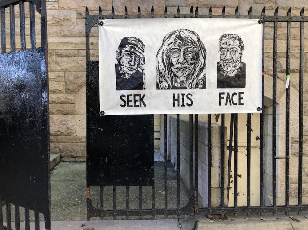  "Seek His Face", installation for outdoor group exhibition with Openings Collective, St. Paul Church, New York City  Fall 2020 