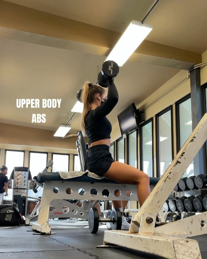 Can&rsquo;t wait to do upper body today! 🙌💪
.
And this workout was so good I might do it again 👀
.
When you get excited about moving your body you know you&rsquo;re on the right track 😁
.
Repeat x4
1️⃣ DB shoulder press 8-10 reps
2️⃣ Laying DB ch