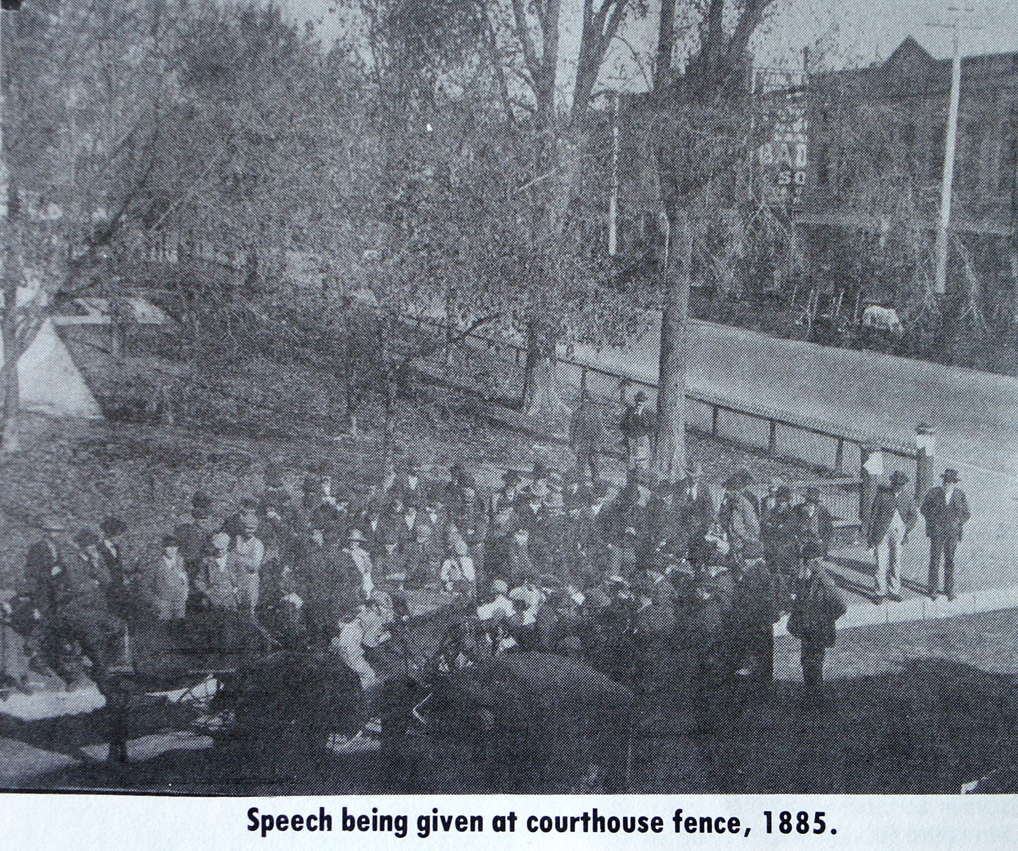 Speech at courthouse 1885