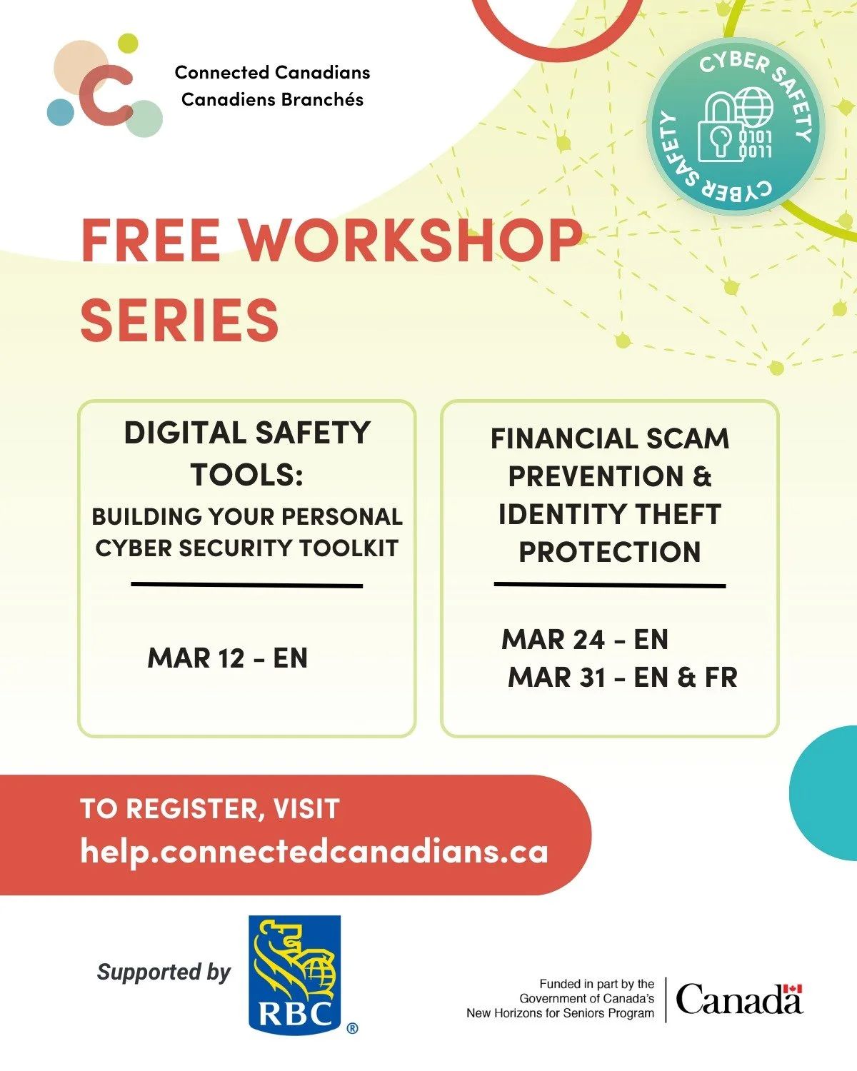 Join our Cyber Safety workshops to build your personal toolkit, spot financial scams, protect your identity, and learn what to do if you suspect fraud.
Thank you @rbc for supporting the development of these workshops.
We&rsquo;re proud to offer these