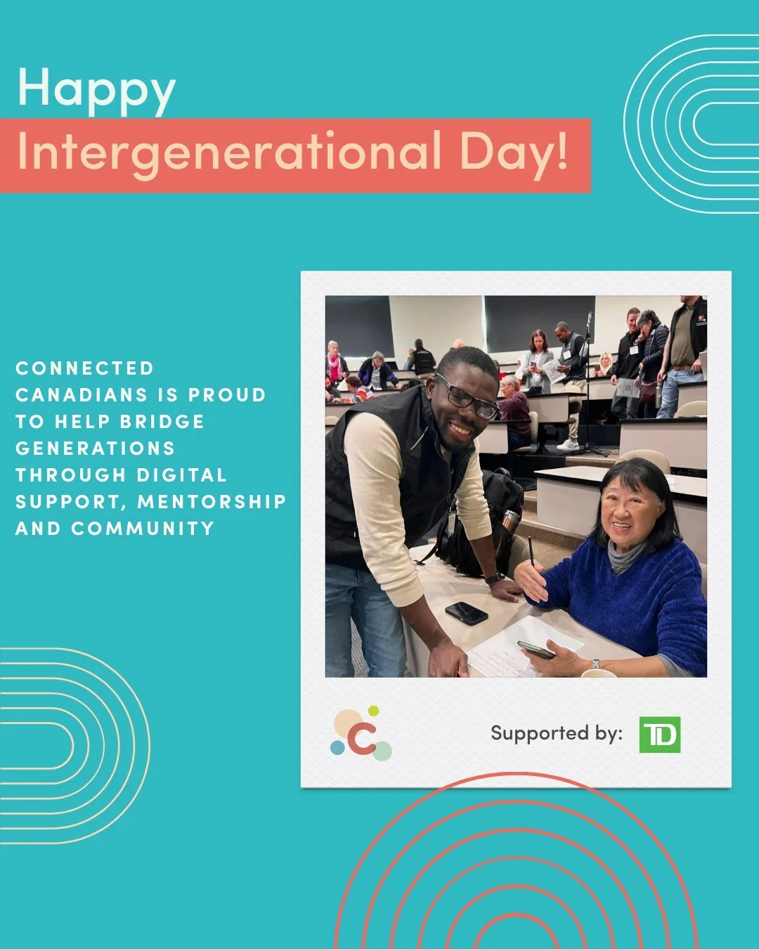 Every generation has something to teach, and something to learn! Today is Intergenerational Day, we&rsquo;re celebrating the connections that bring our organization together. 💛

At Connected Canadians, we see the meaningful impact that happens when 