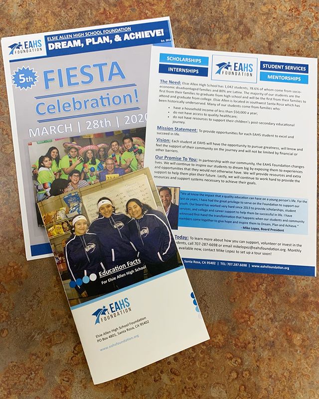 Booklets and flyers made for the Elsie Allen High School Foundation&rsquo;s annual Fiesta fundraiser 🎉
We are happy to support such a wonderful foundation! 
Check out  their website to read more about their efforts to help the kids at EAHS. www.eahs