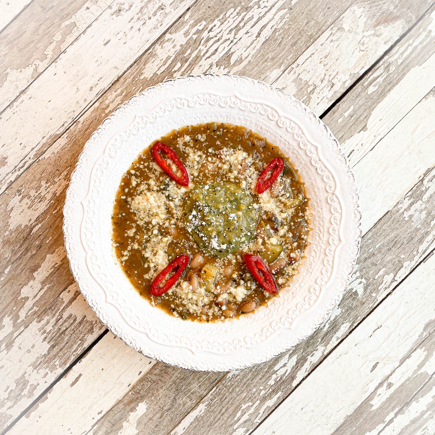 Vegetable Green Chili with Yellow Eye Beans