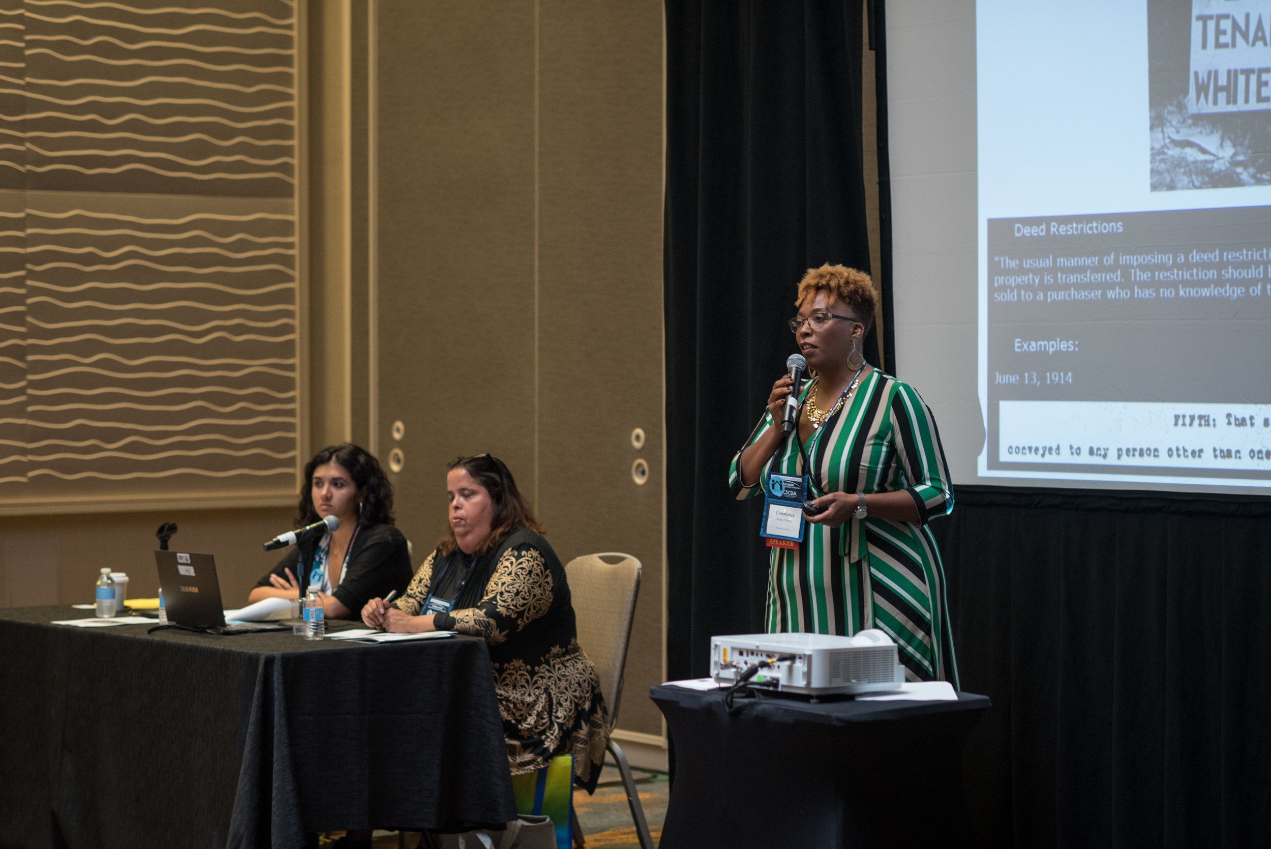 Constance Slider-Pierre, Maria Hernandez, and Mehrsa Imani at Conference Workshop, Oct 2018