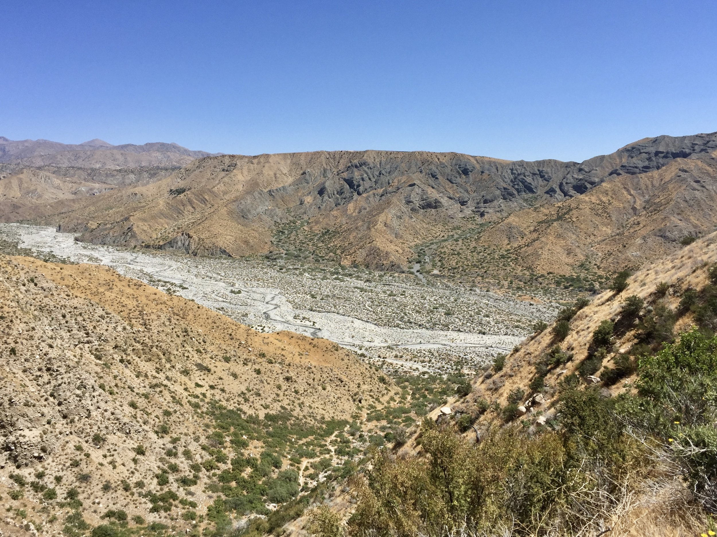 Looking down towards beautiful Whitewater preserve.