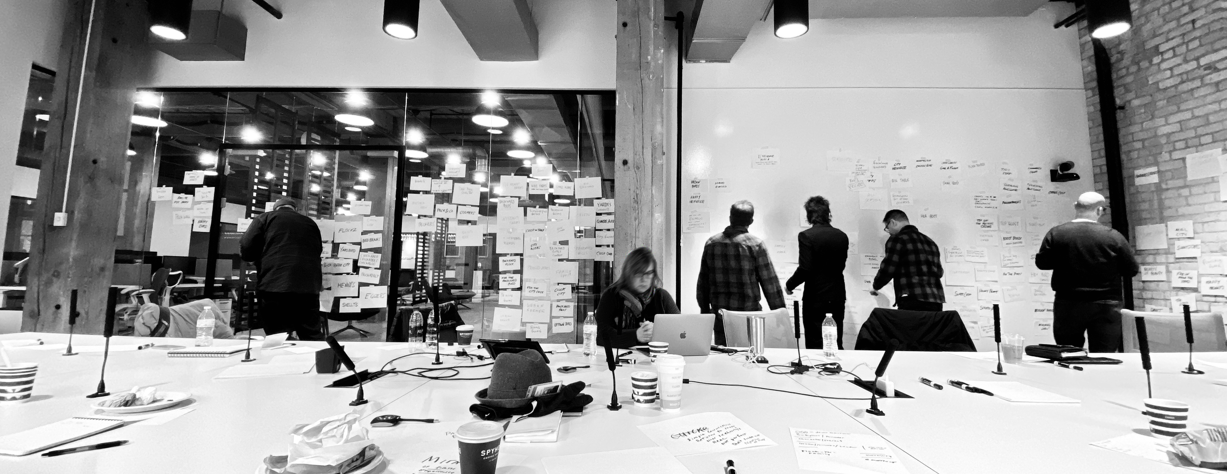 Photo of a product development brainstorm session lead by Tim Brunelle for Purina Animal Nutrition.
