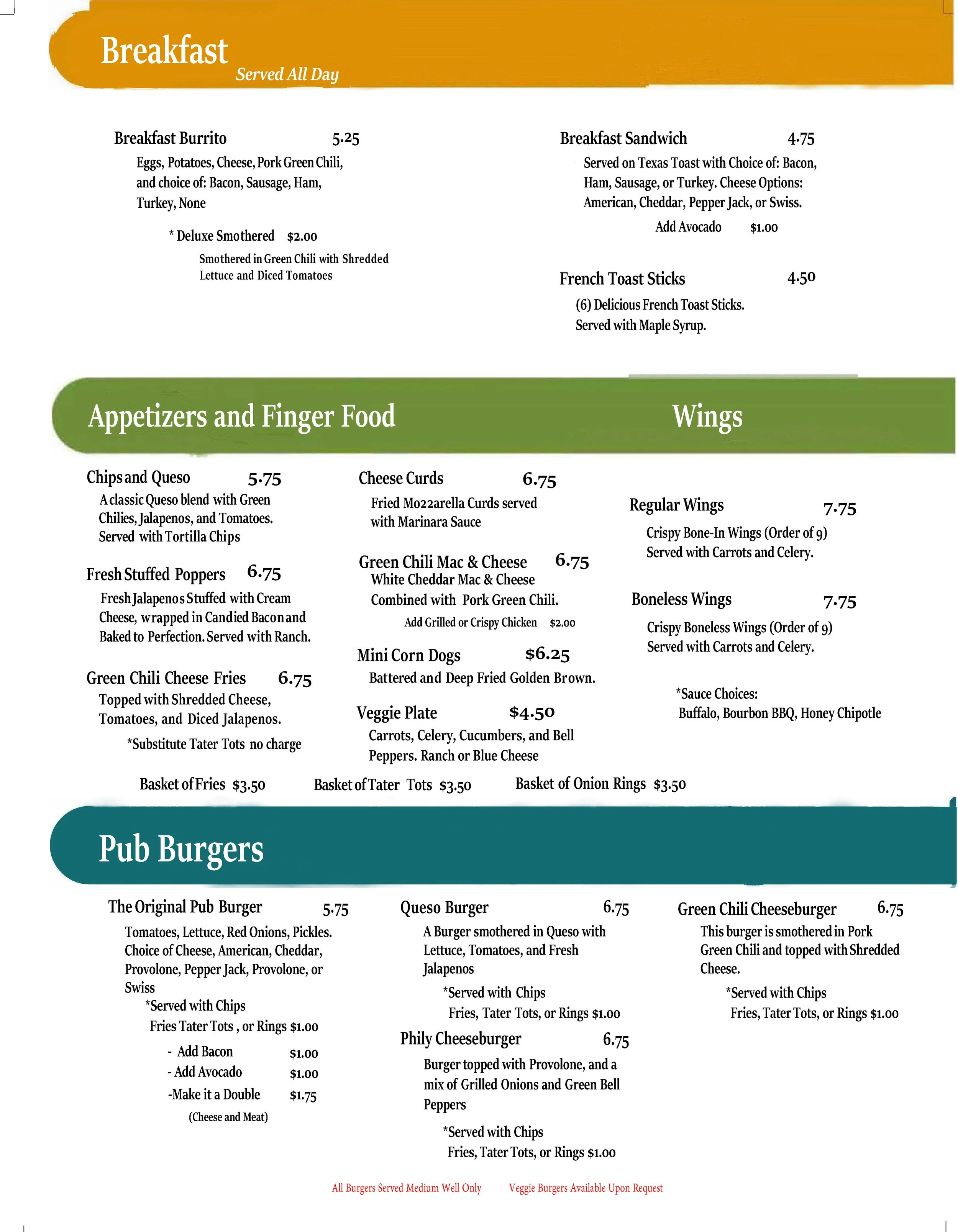 The Retro Room Denver To Go Menu — Retro Room