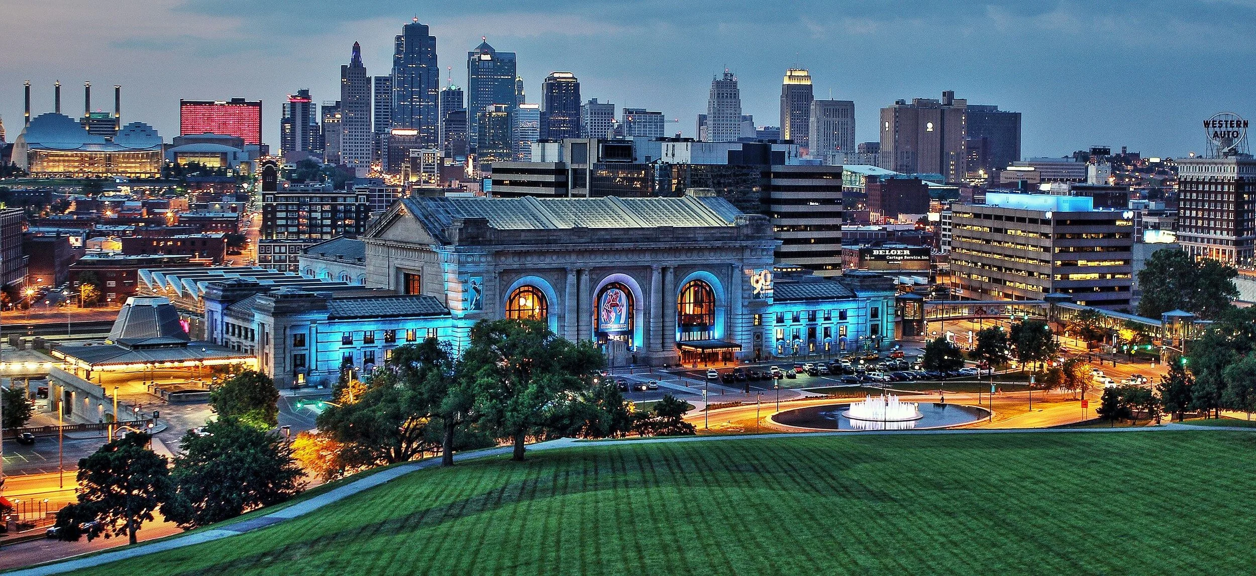 Kansas City metro with union station in foreground