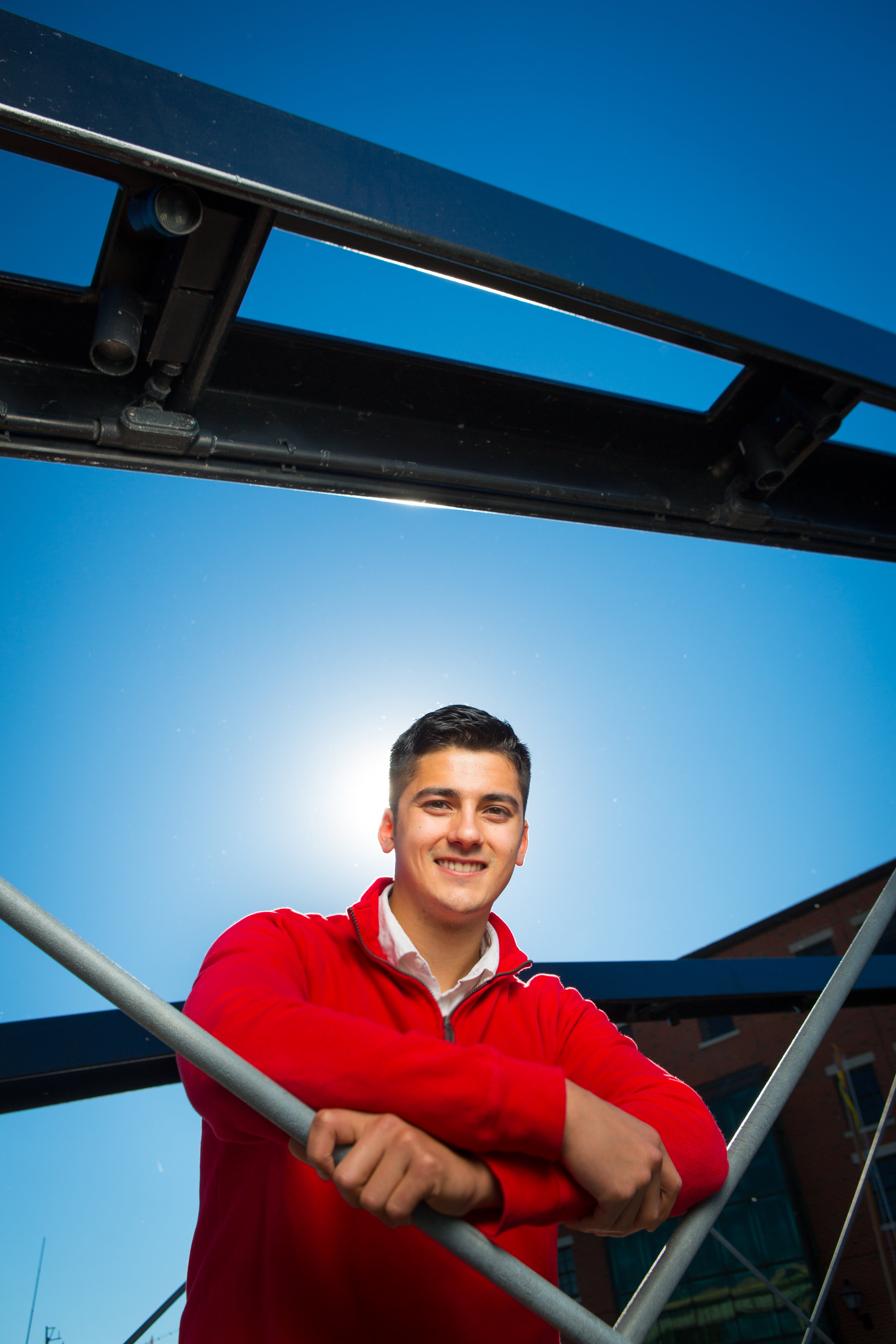  Portrait of Engineering Student James McKeehan at Canalside Historic Bridge  