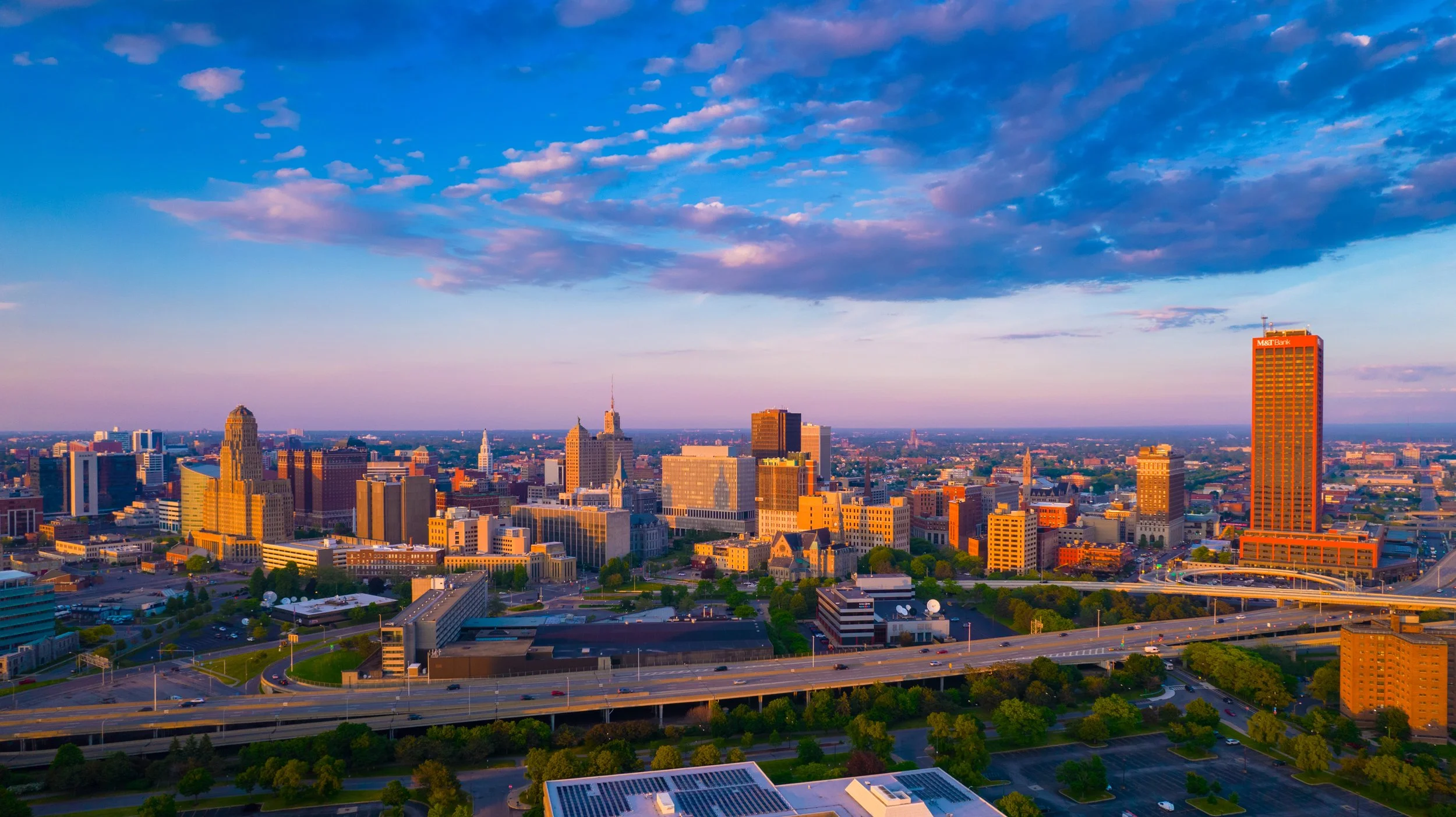  Aerial downtown Buffalo, NY 