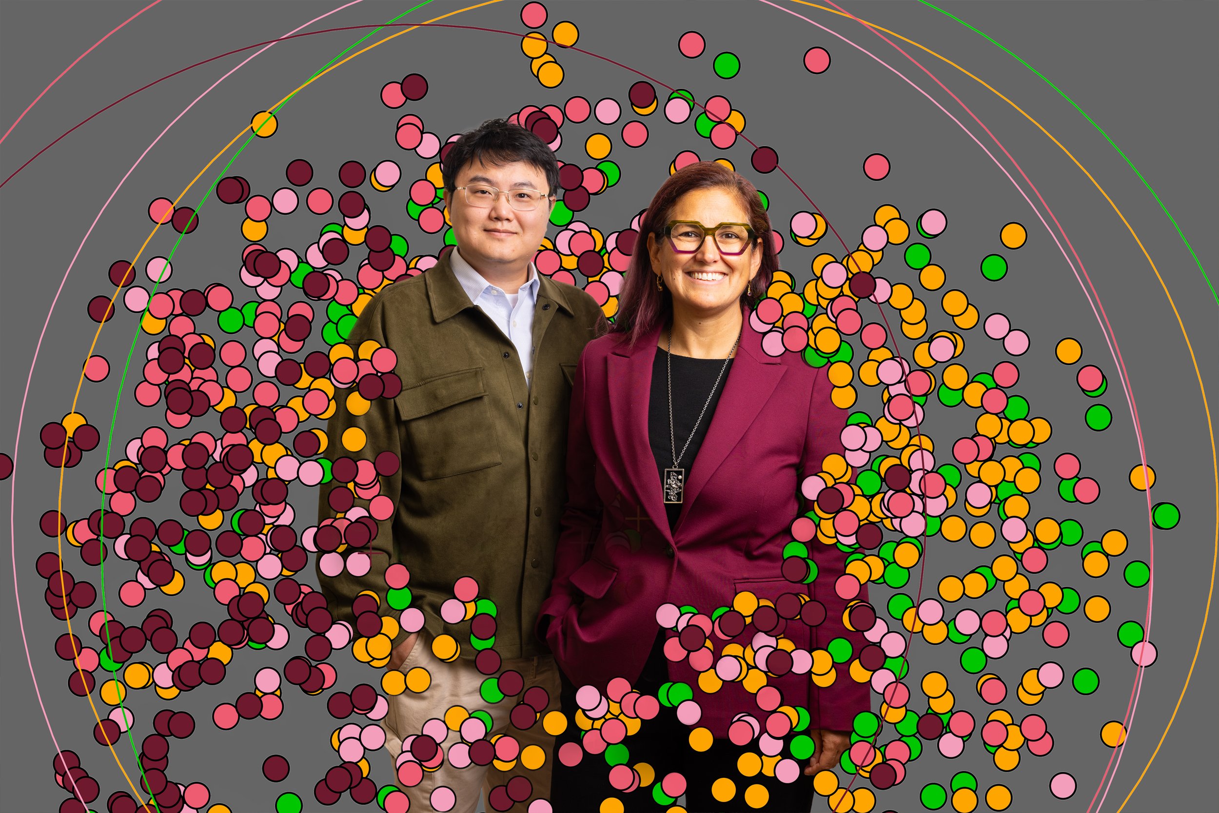  Postdoctoral associate Lu Li (left), and mentor, Patricia Diaz, both with the Department of Oral Biology, School of Dental Medicine photographed in September 2025. Li will employ artificial intelligence to study the progression of periodontal diseas