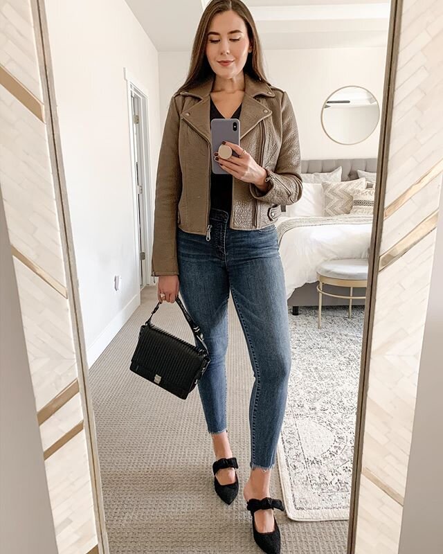 Date night 💕 wearing my favorite @rebeccaminkoff leather jacket. It&rsquo;s like wearing butter 🤤