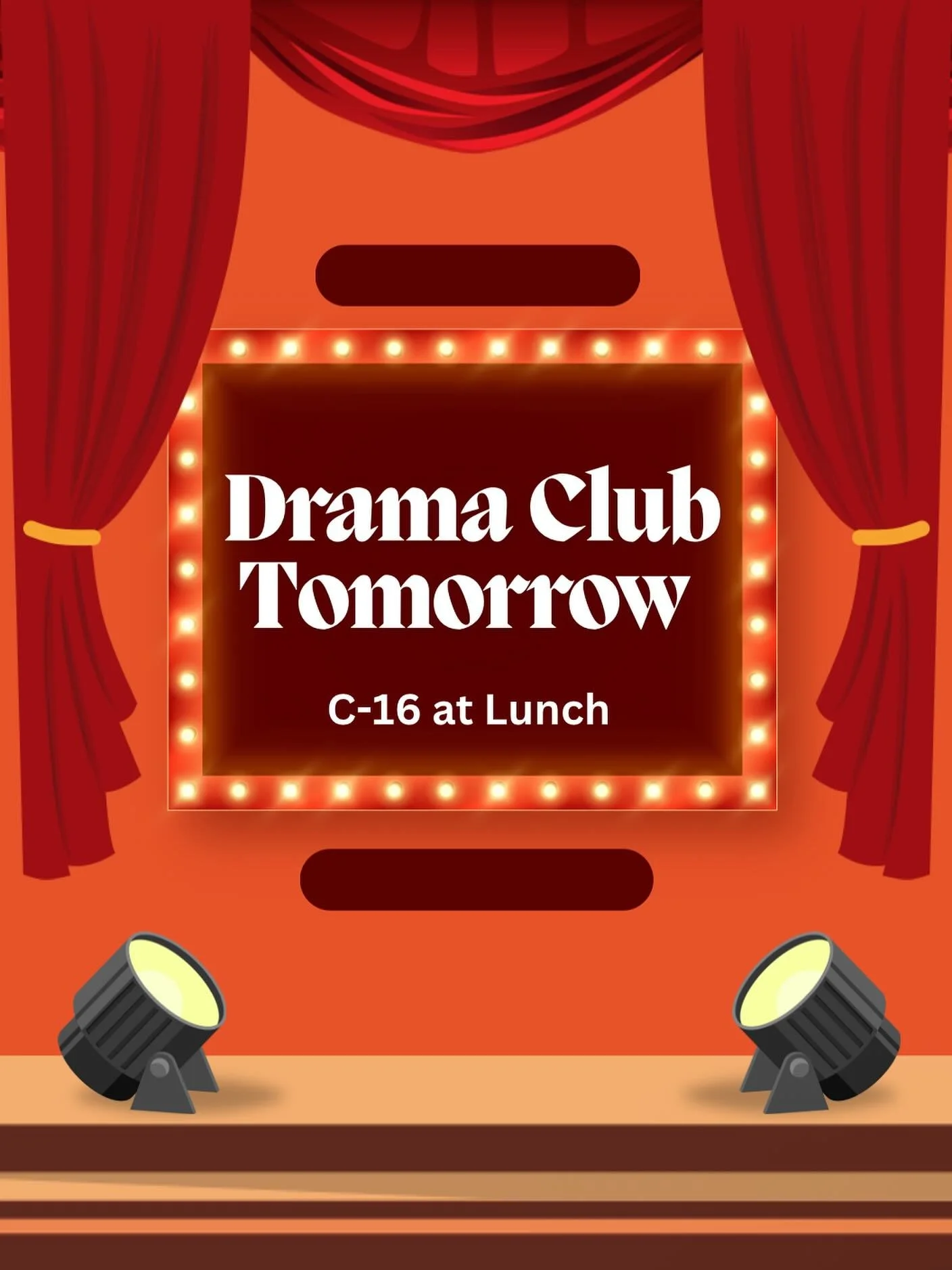 Drama club is officially back! Join us tomorrow at lunch for audition information and a fun time. See you then🐻🎉